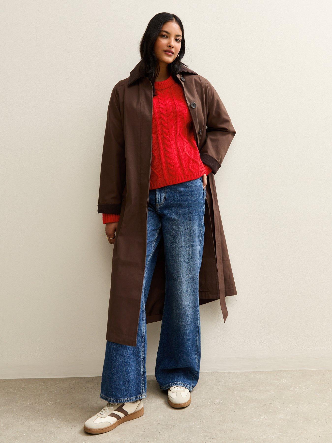 Image 3 of 6 of New Look Red Cable Knit Raglan Sleeve Jumper