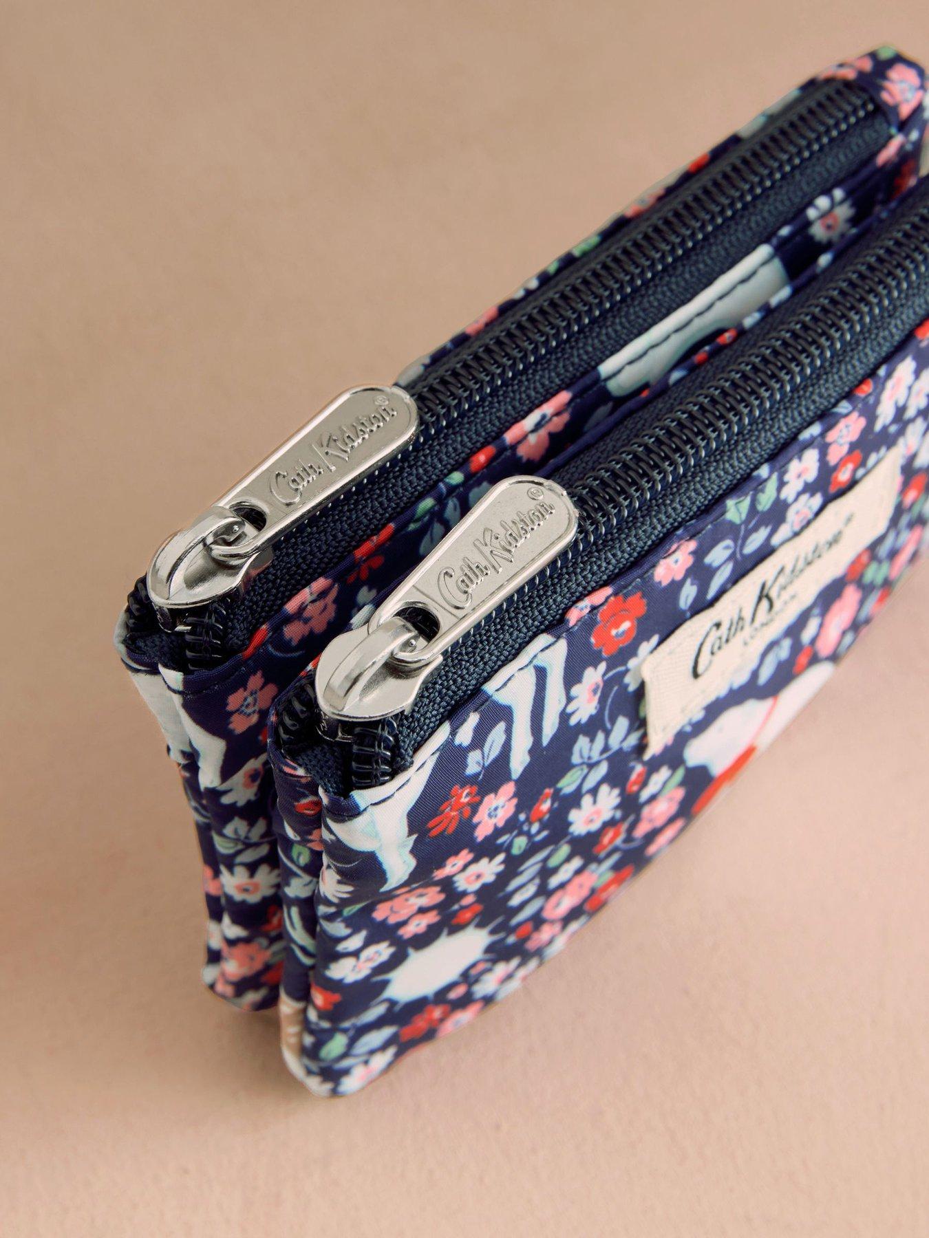  image of cath-kidston-polar-ditsy-double-zip-purse-navy
