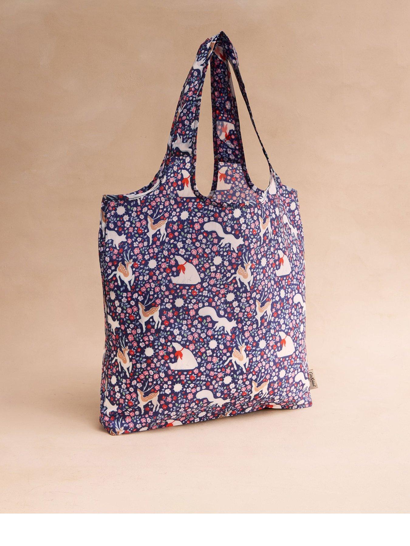 front image of cath-kidston-polar-ditsy-foldaway-shopper-navy