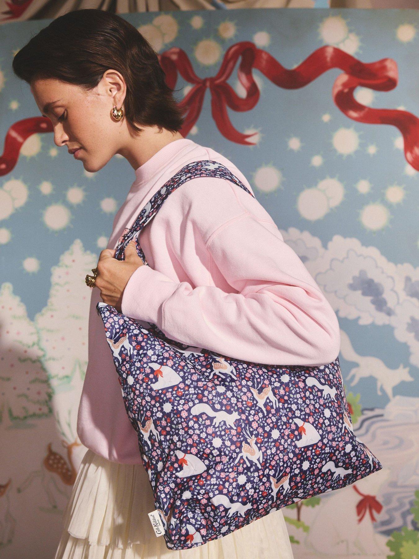 stillFront image of cath-kidston-polar-ditsy-foldaway-shopper-navy