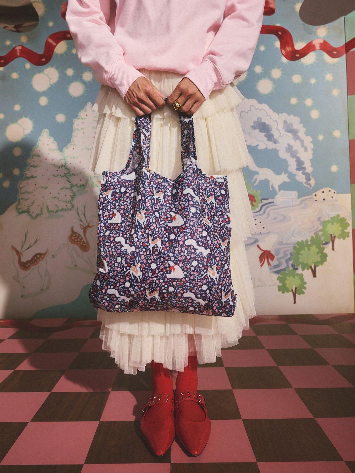  image of cath-kidston-polar-ditsy-foldaway-shopper-navy