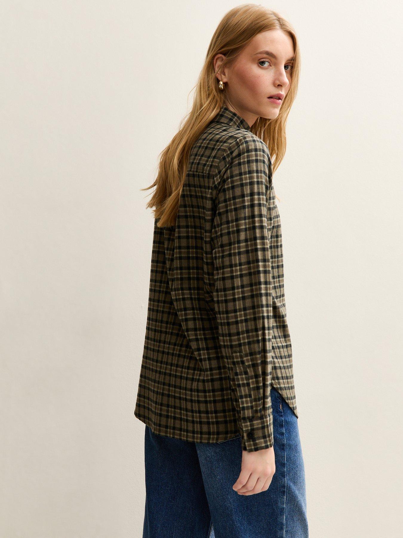  image of new-look-checked-long-sleeve-shirt-green