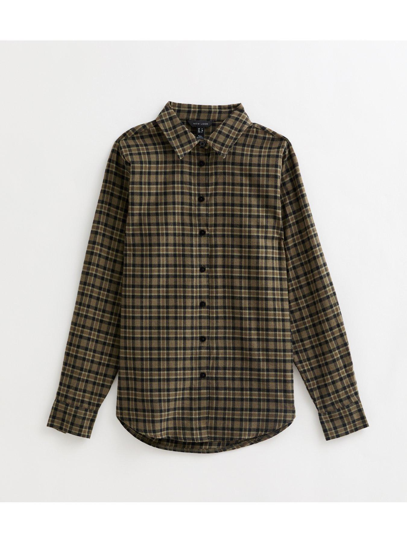  image of new-look-checked-long-sleeve-shirt-green