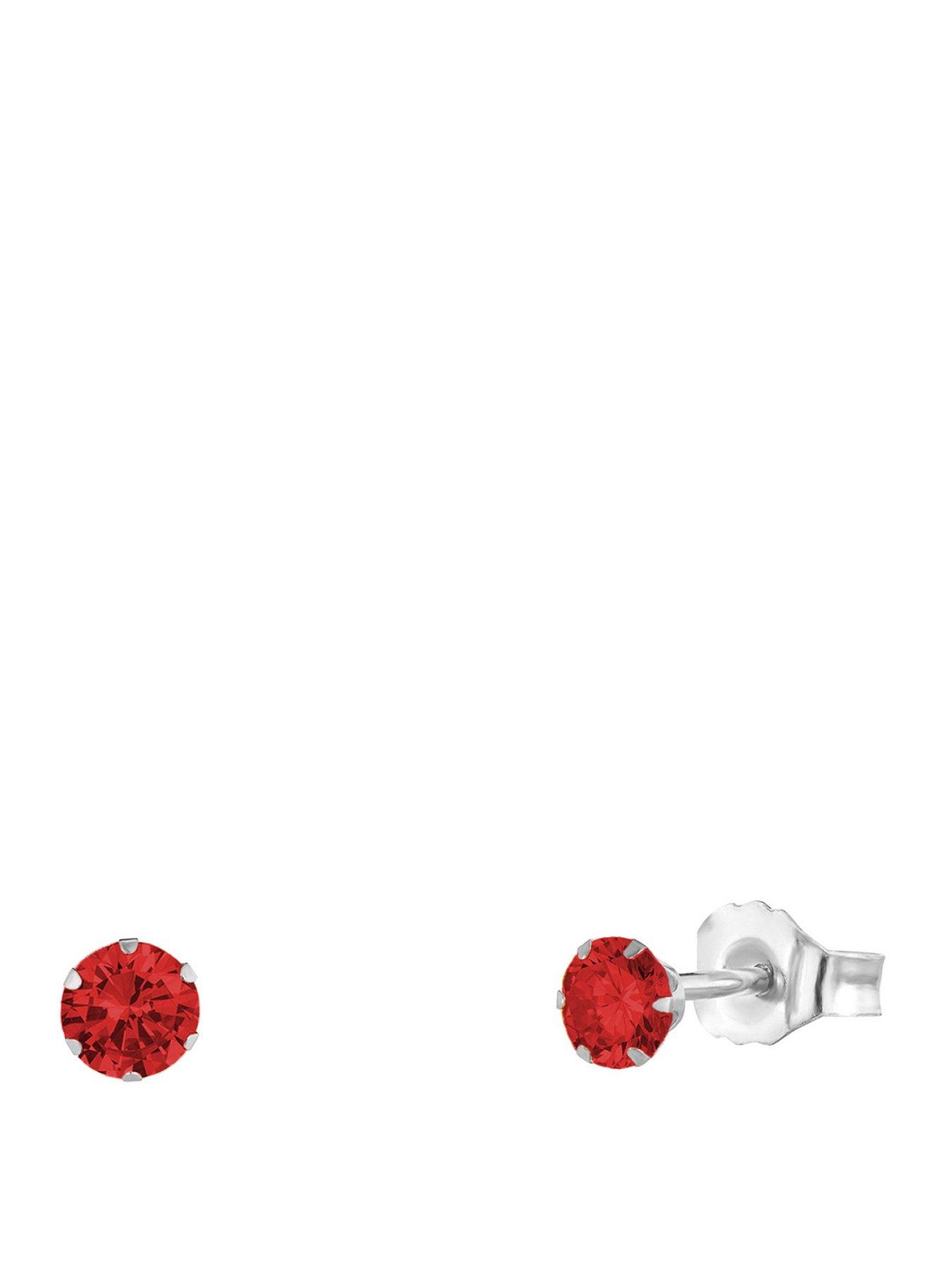 Image 1 of 3 of The Love Collection Sterling Silver 3mm CZ Birthstone Stud Earrings