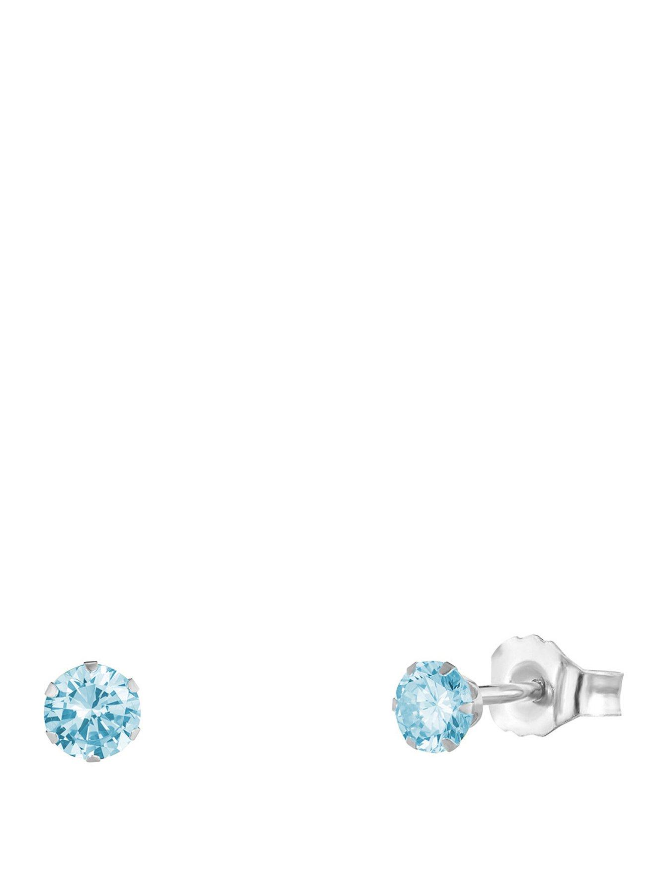 The Love Collection Sterling Silver 3mm CZ Birthstone Stud Earrings