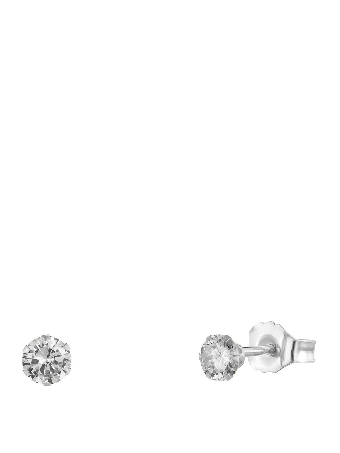 undefined Sterling Silver 3mm CZ Birthstone Stud Earrings