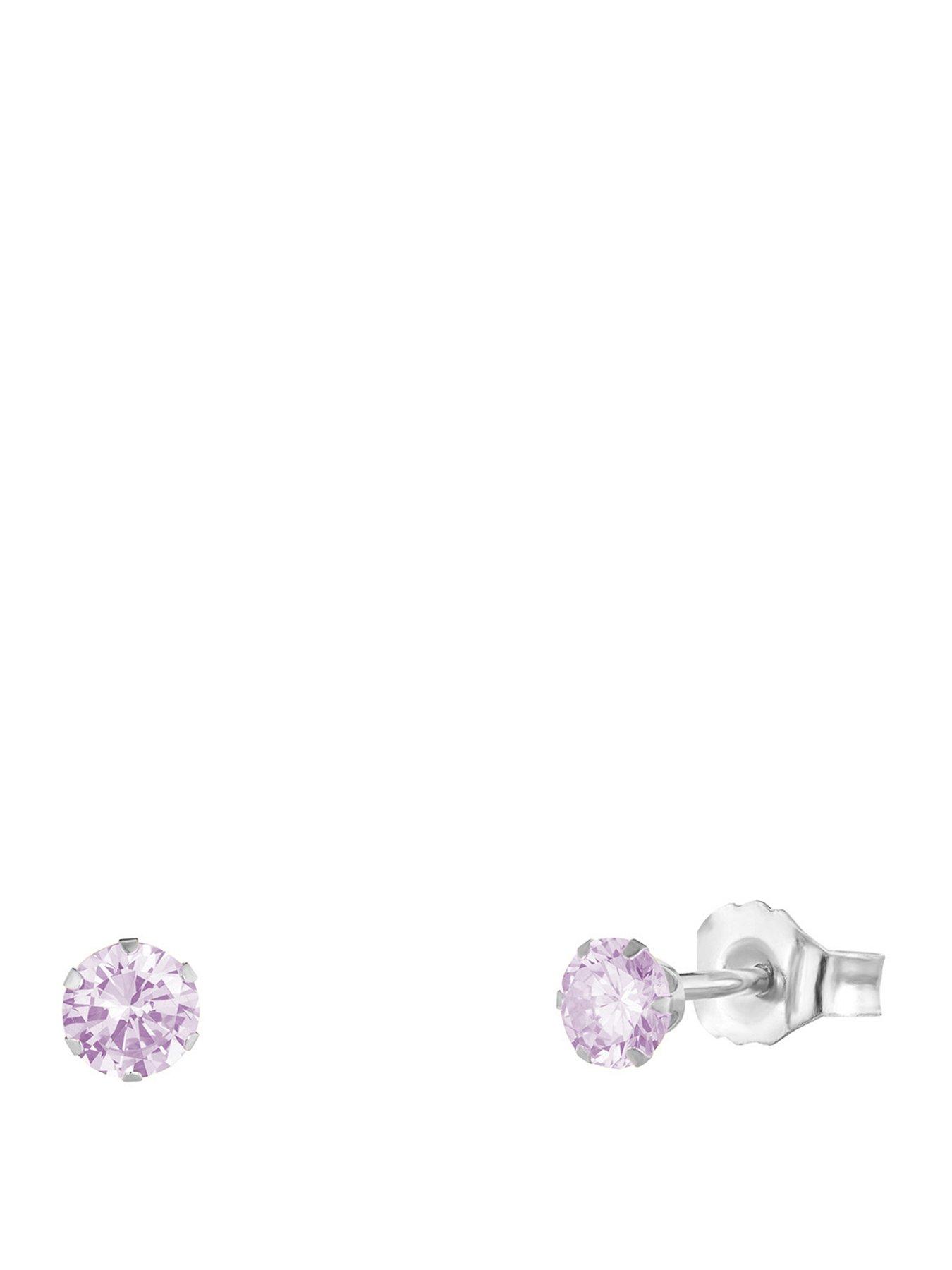 undefined Sterling Silver 3mm CZ Birthstone Stud Earrings