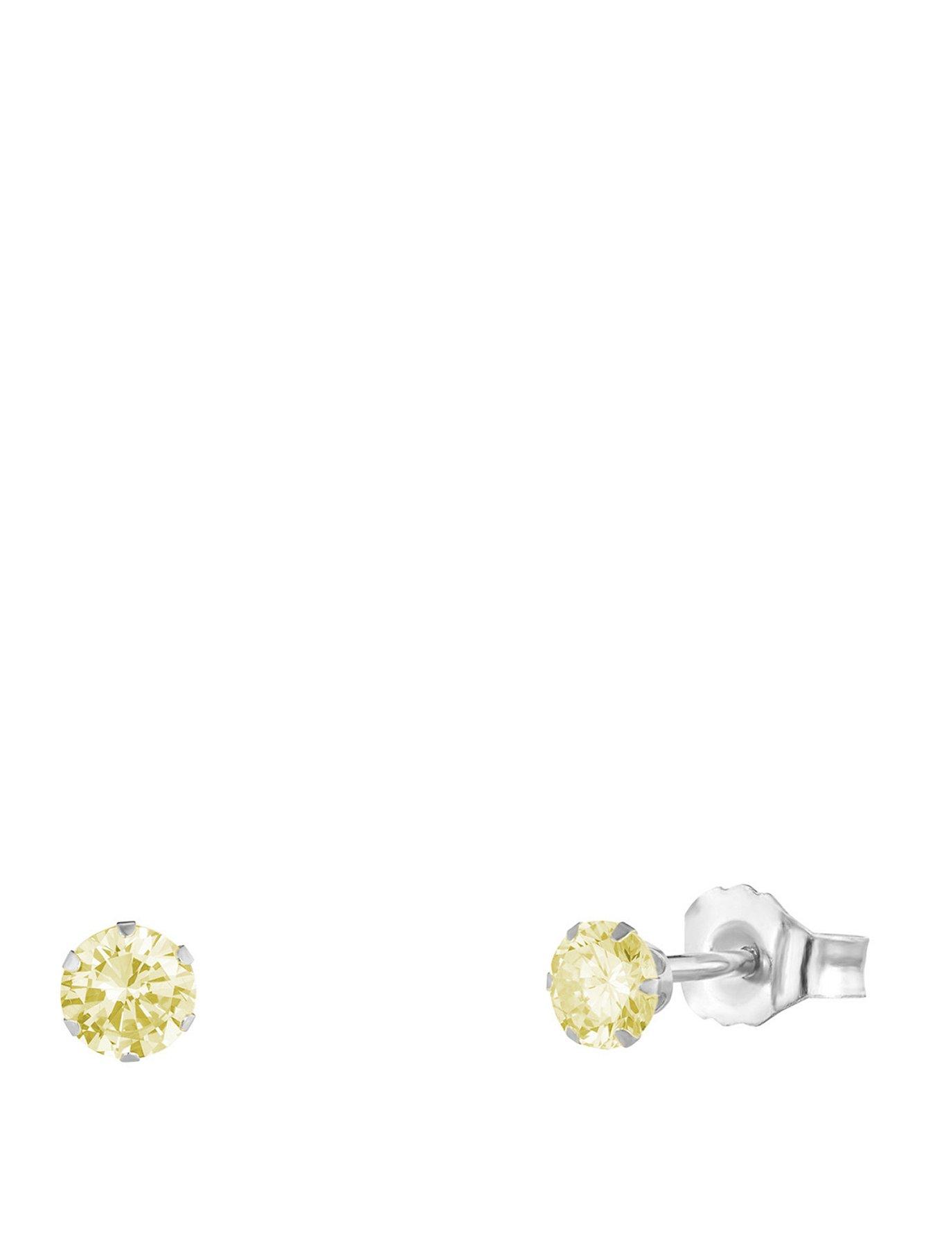 undefined Sterling Silver 3mm CZ Birthstone Stud Earrings