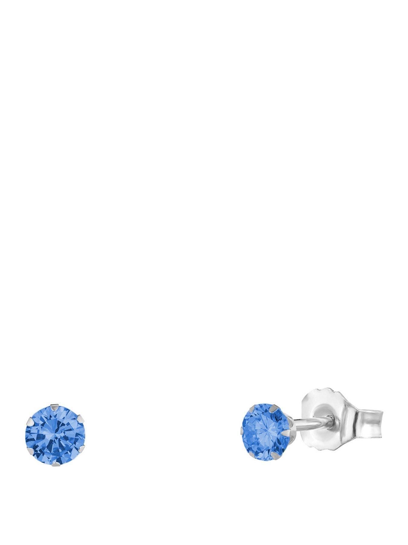 undefined Sterling Silver 3mm CZ Birthstone Stud Earrings