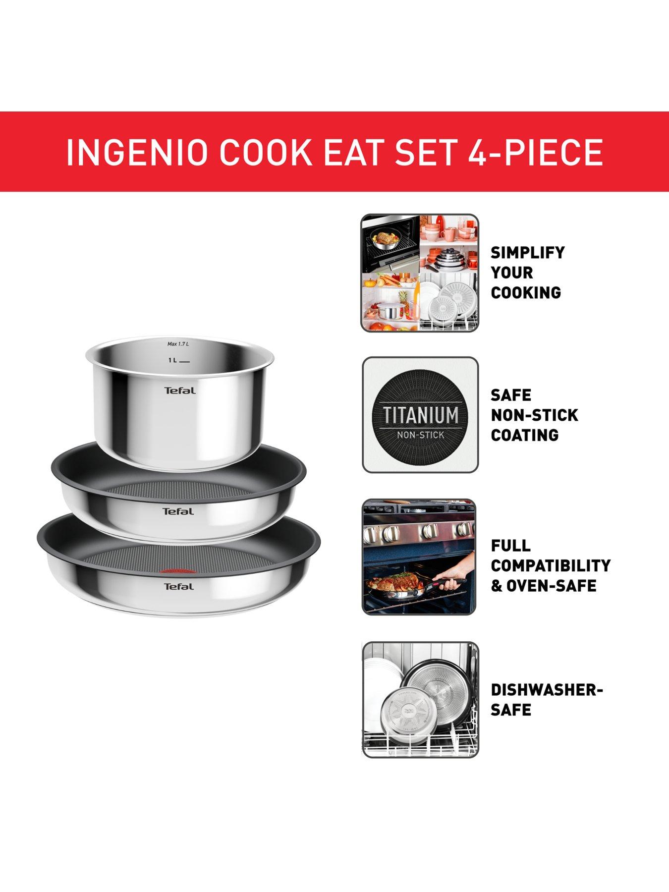 Image 3 of 7 of Tefal Ingenio Cook &amp; Eat 4pc Set of Pans Stainless Steel