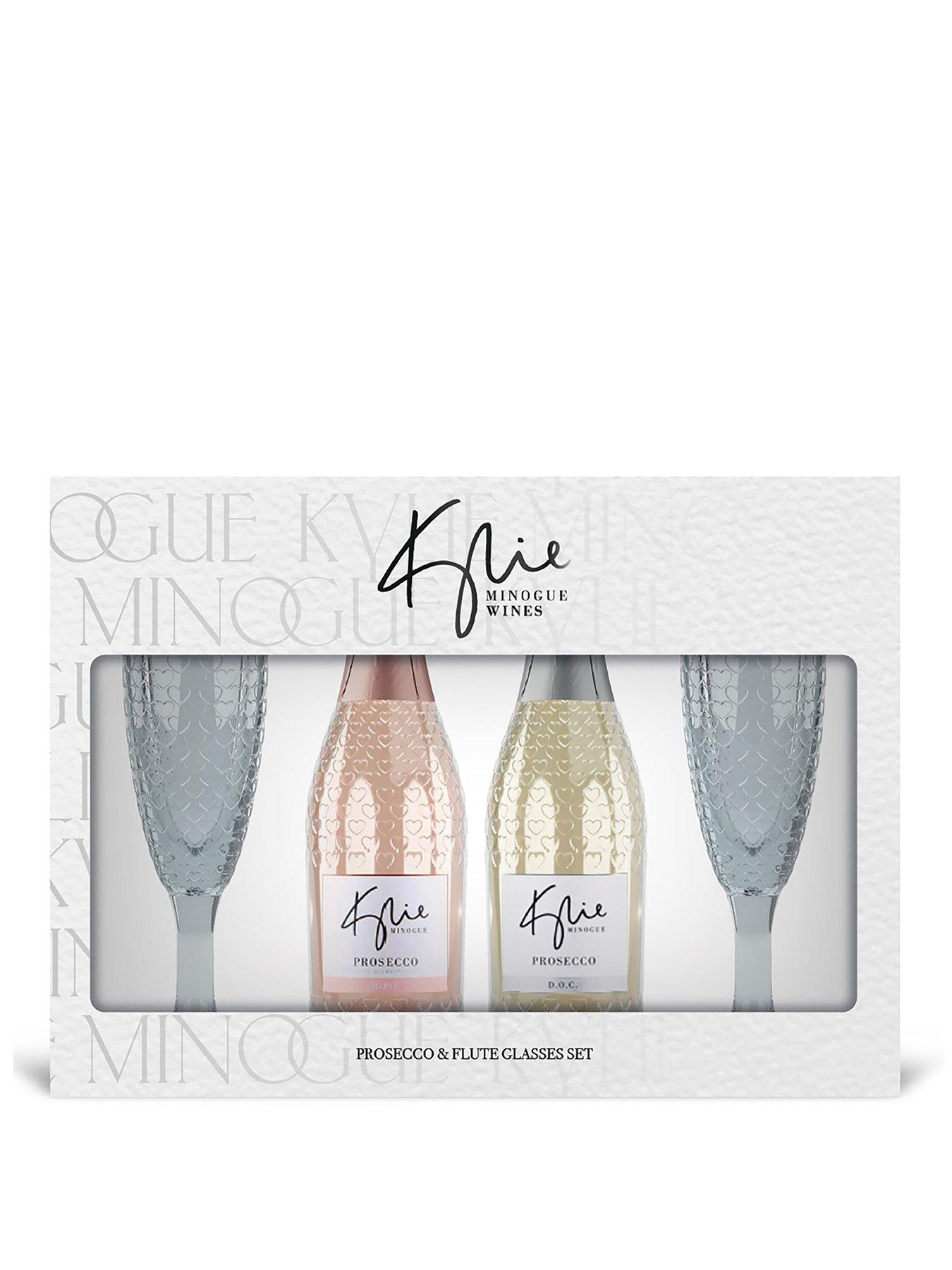 Kylie Minogue Prosecco + Rosé  &  HEARTS DEBOSSED Flute Glasses