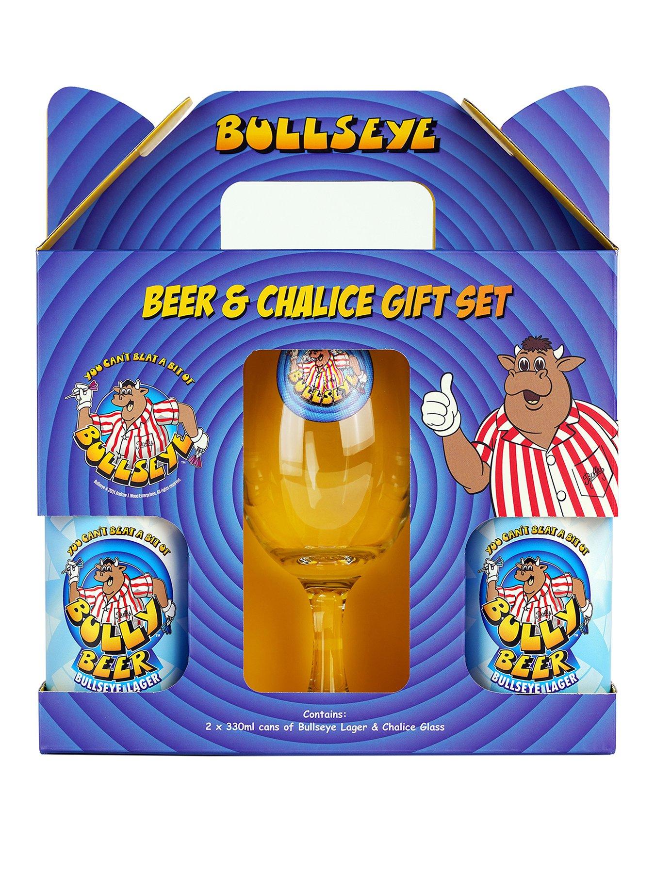Bullseye Bully Beer 2x 330ml Cans (ale/lager)  &   Chalice