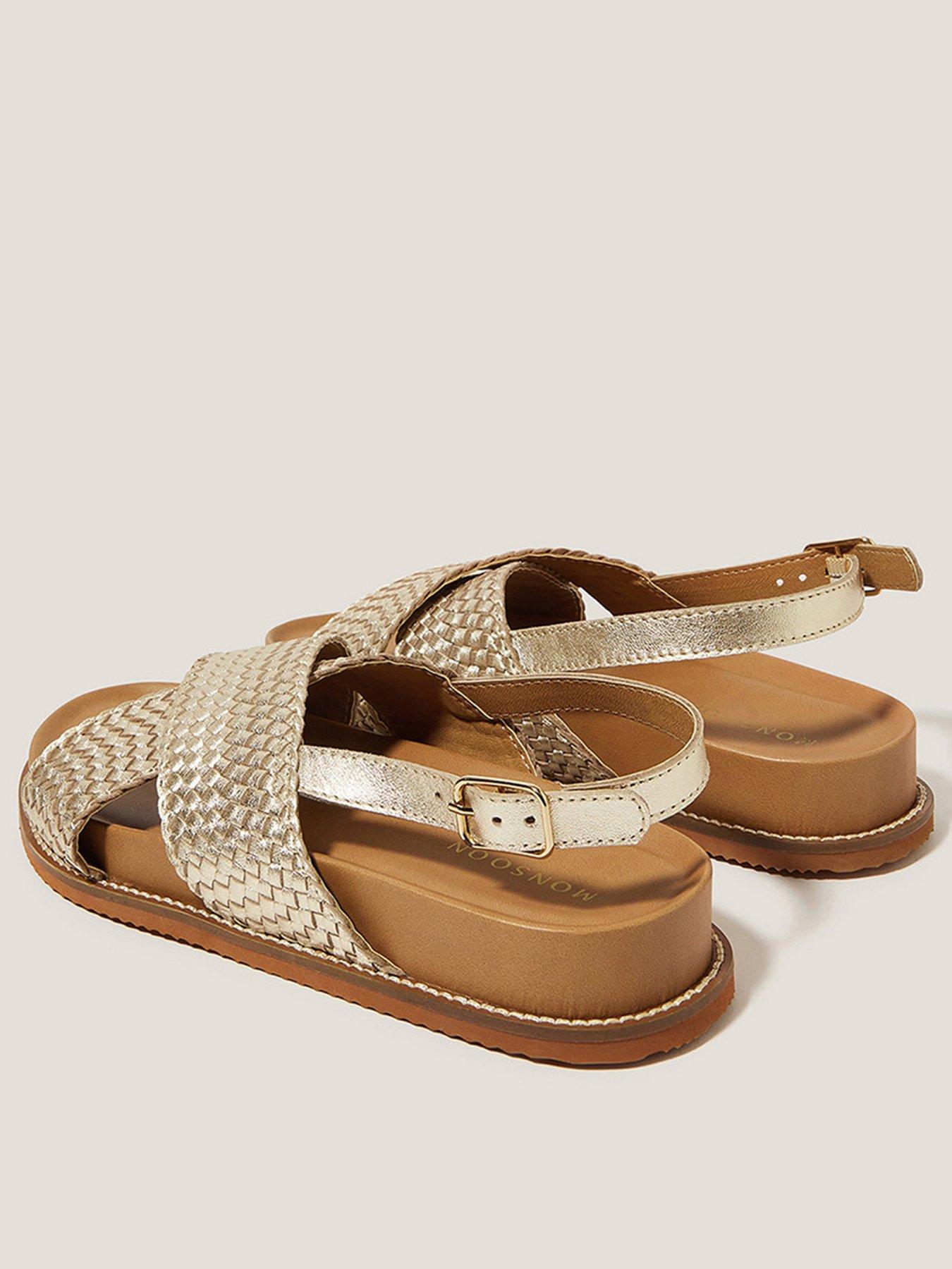 Image 3 of 3 of Monsoon Bree Braided Leather Crossover Sandals - Gold