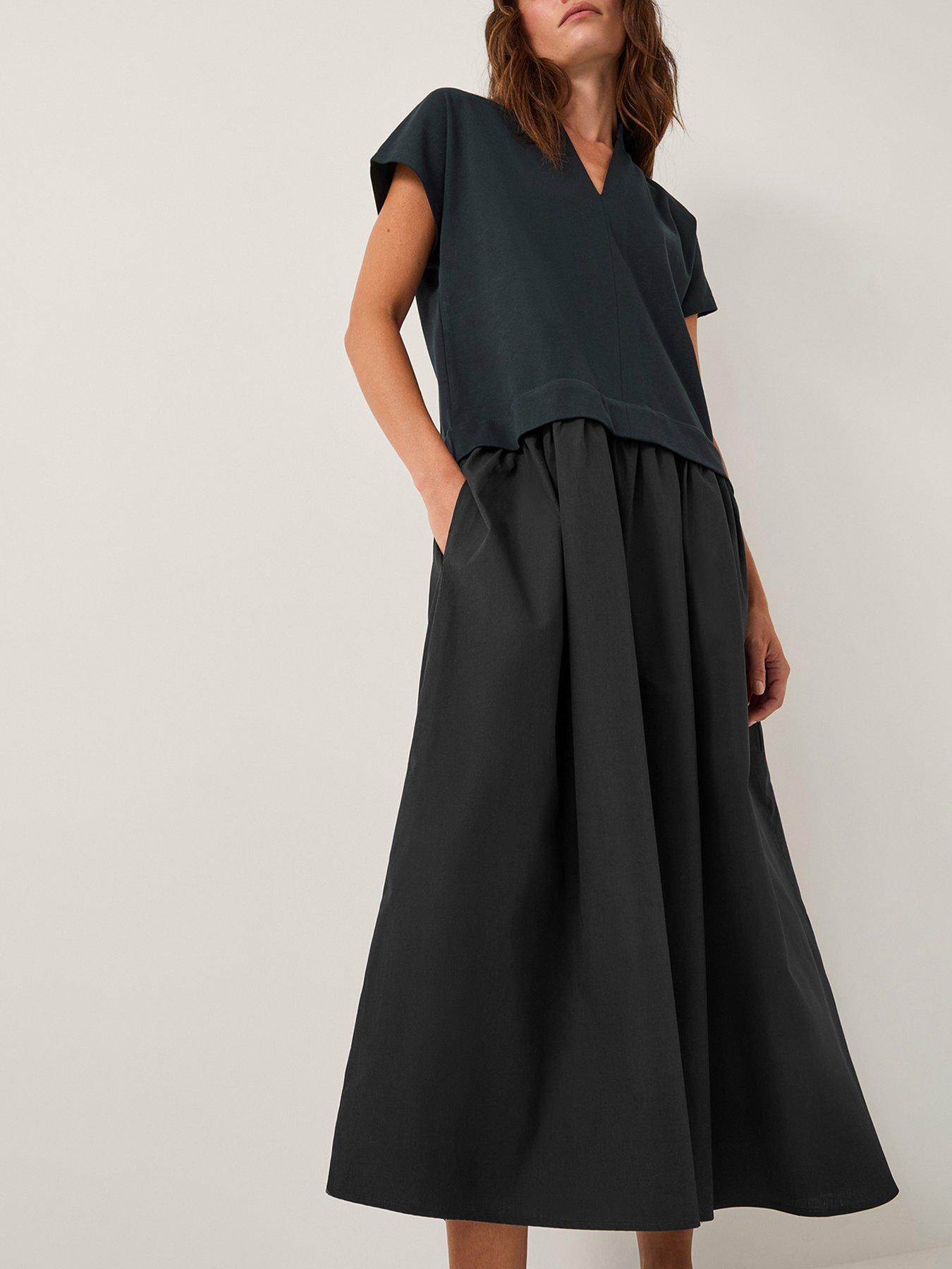 Image 1 of 4 of Monsoon Felly Fabric Mix Dress - Blue