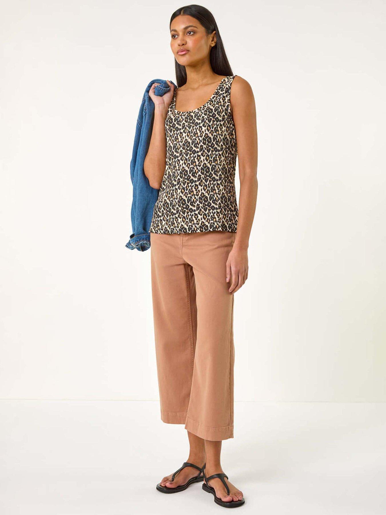 Image 3 of 5 of Roman Animal Print Textured Vest Top - Natural