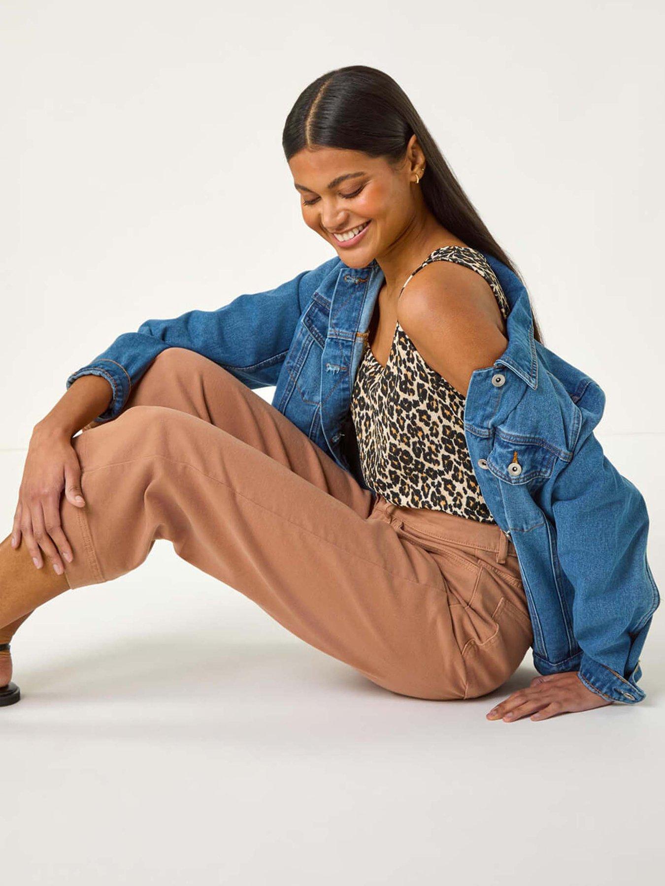 Image 4 of 5 of Roman Animal Print Textured Vest Top - Natural