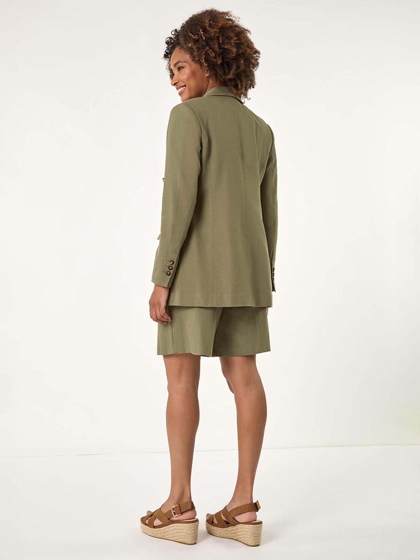 Image 2 of 5 of Roman Double Breasted Collar & Revere Blazer - Khaki