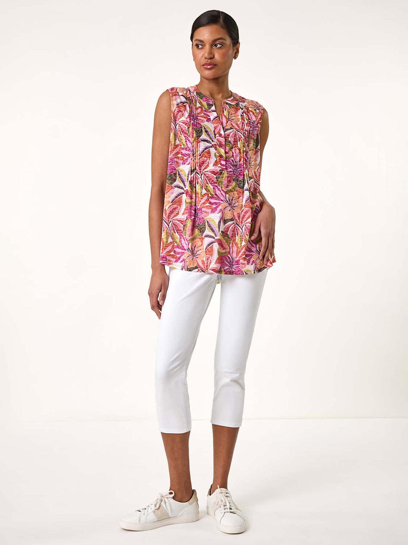 Image 3 of 5 of Roman Floral Burnout Pintuck Shirt - Pink