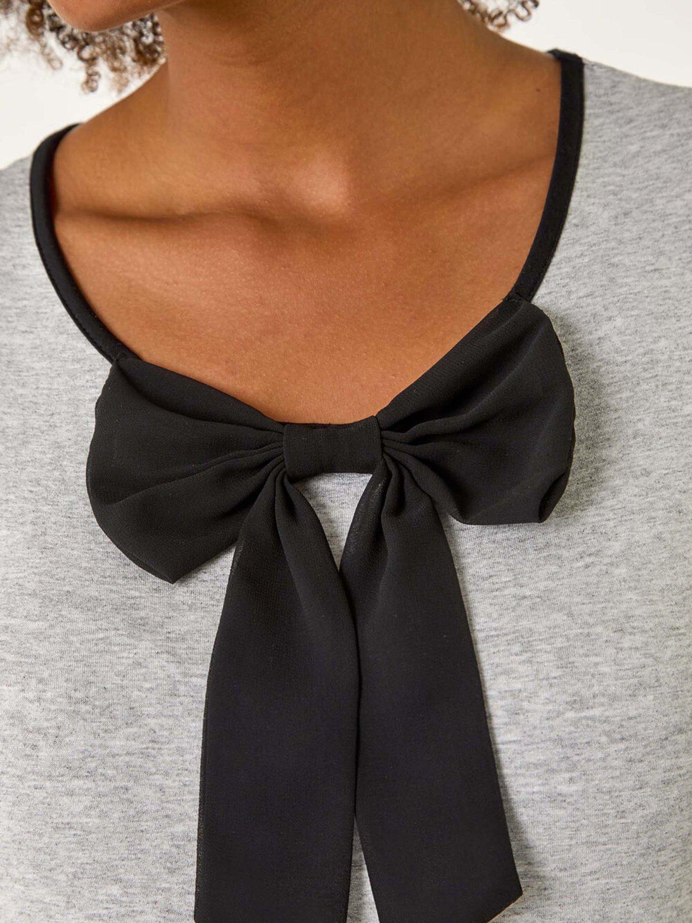 Image 5 of 5 of Roman Bow Front Stretch Top - Grey