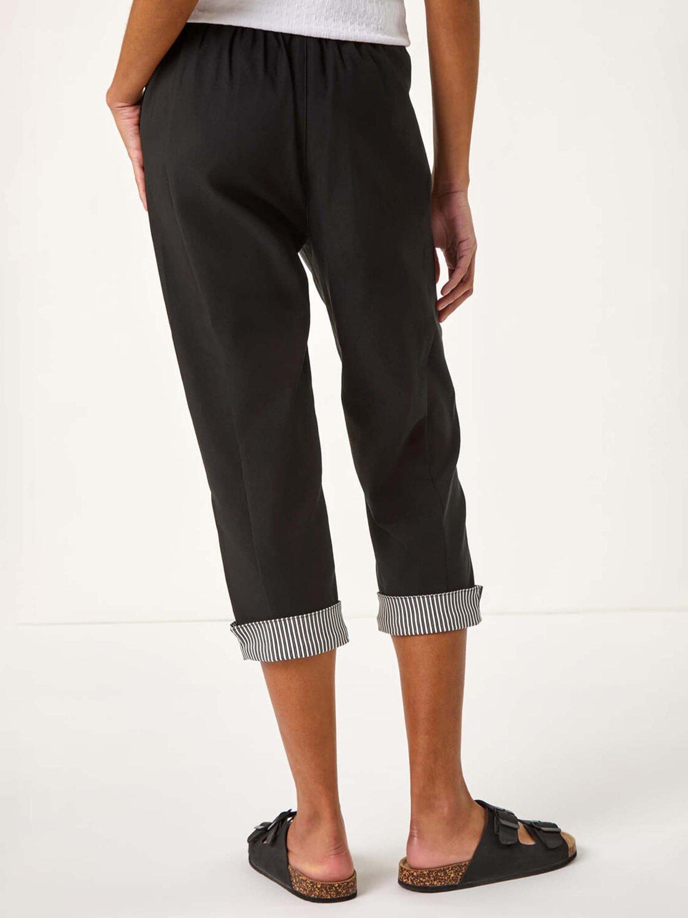 Image 2 of 5 of Roman Contrast Stripe Cropped Stretch Trouser - Black