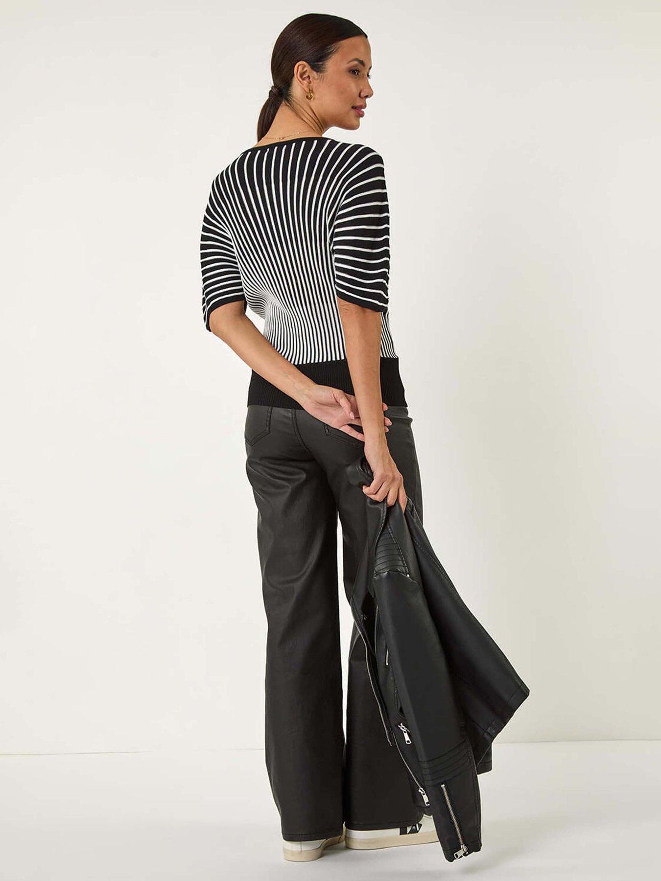 Image 2 of 5 of Roman Contrast Stripe Ribbed Knit Jumper - Black