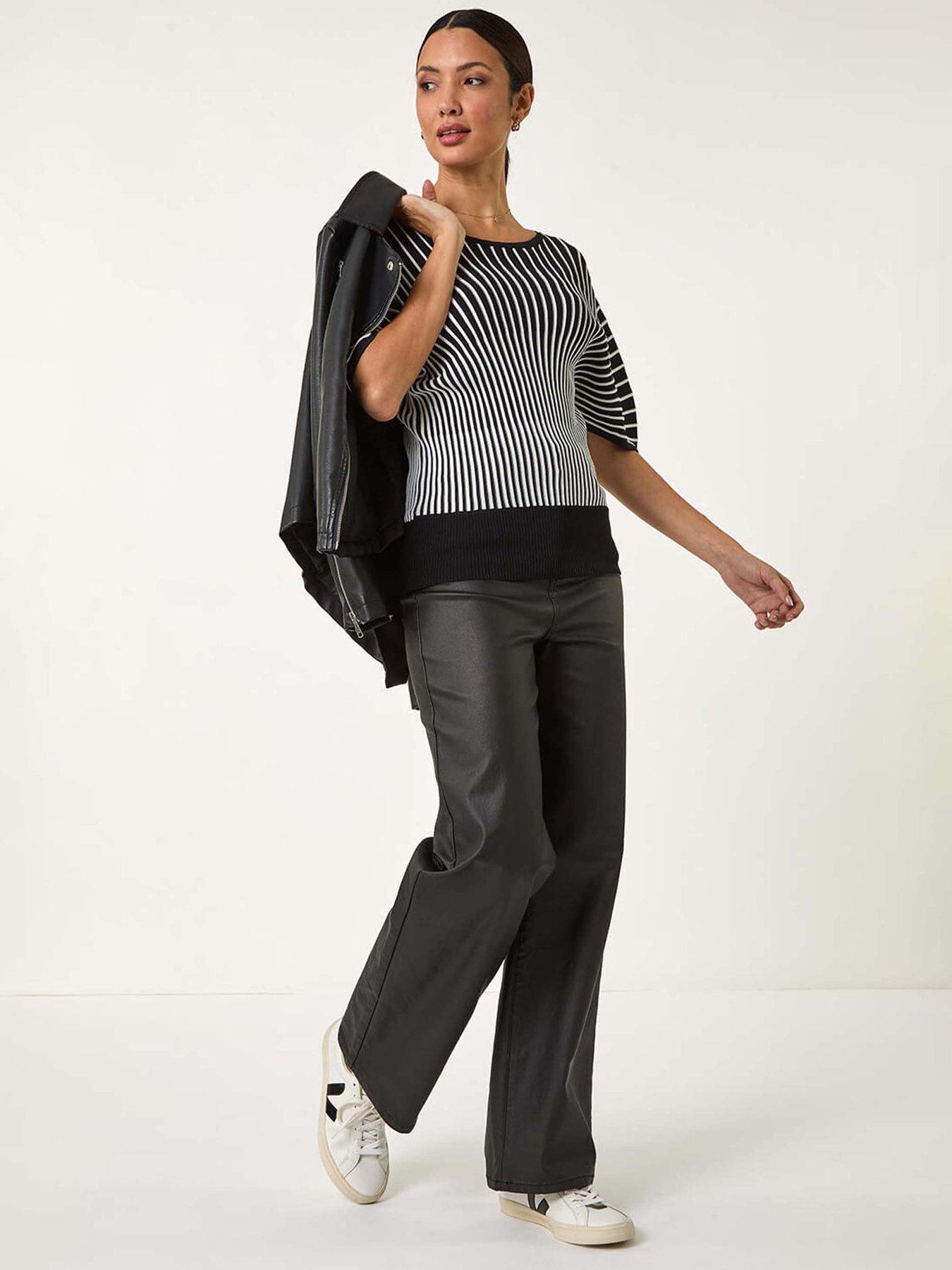 Image 3 of 5 of Roman Contrast Stripe Ribbed Knit Jumper - Black