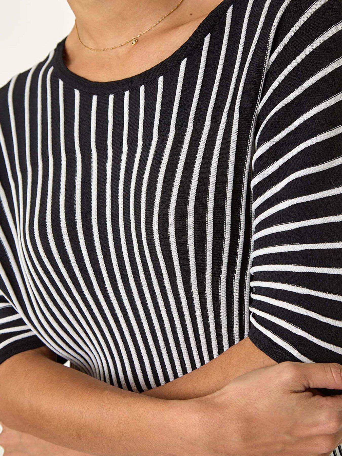 Image 5 of 5 of Roman Contrast Stripe Ribbed Knit Jumper - Black