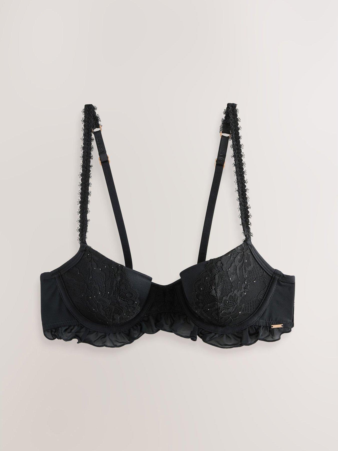 Image 5 of 6 of Lipsy Embellished Ruffle Balcony Bra - Dark Grey