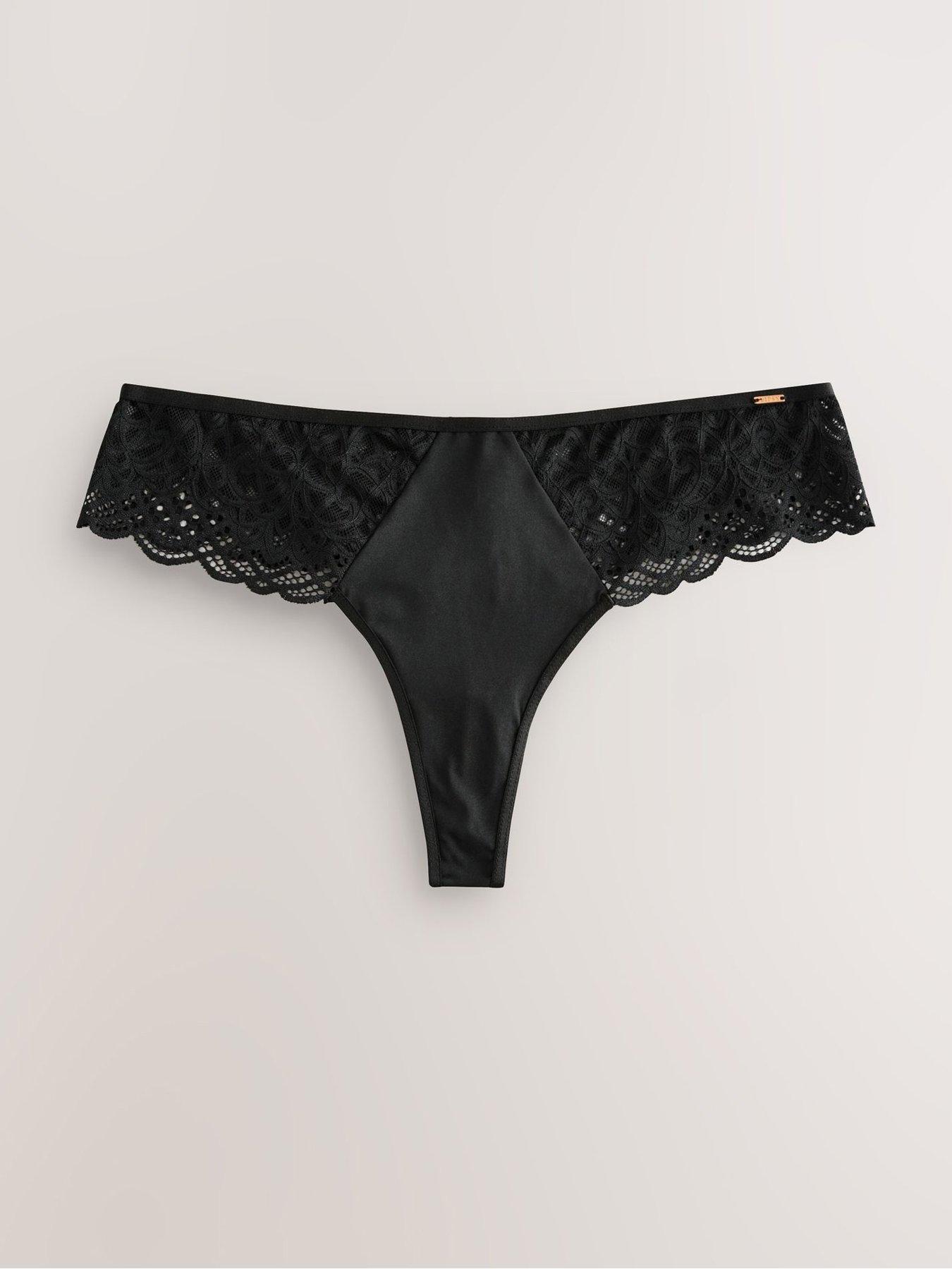  image of lipsy-swirl-lace-thong--black