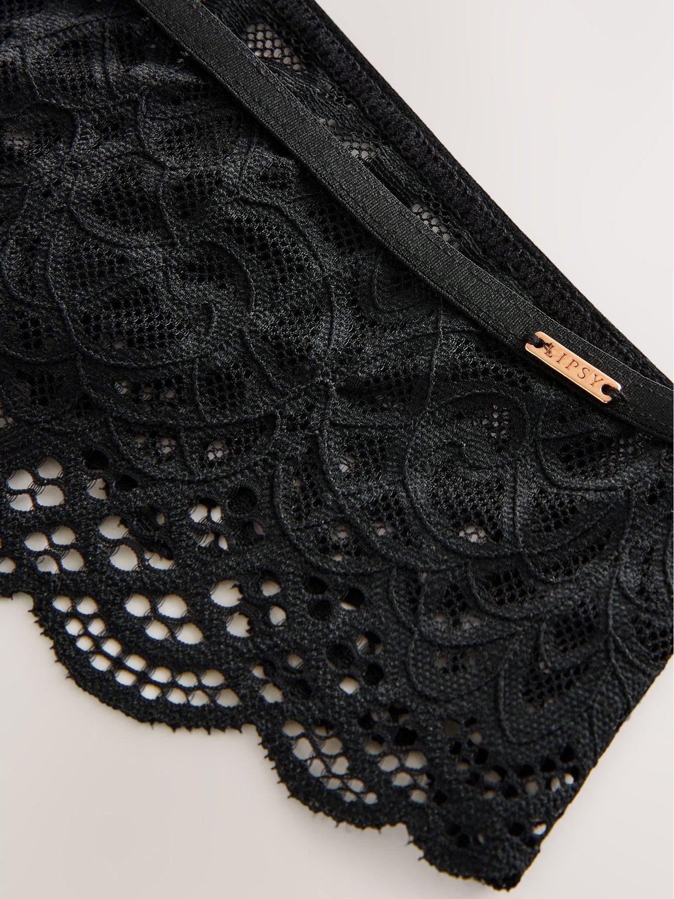  image of lipsy-swirl-lace-thong--black