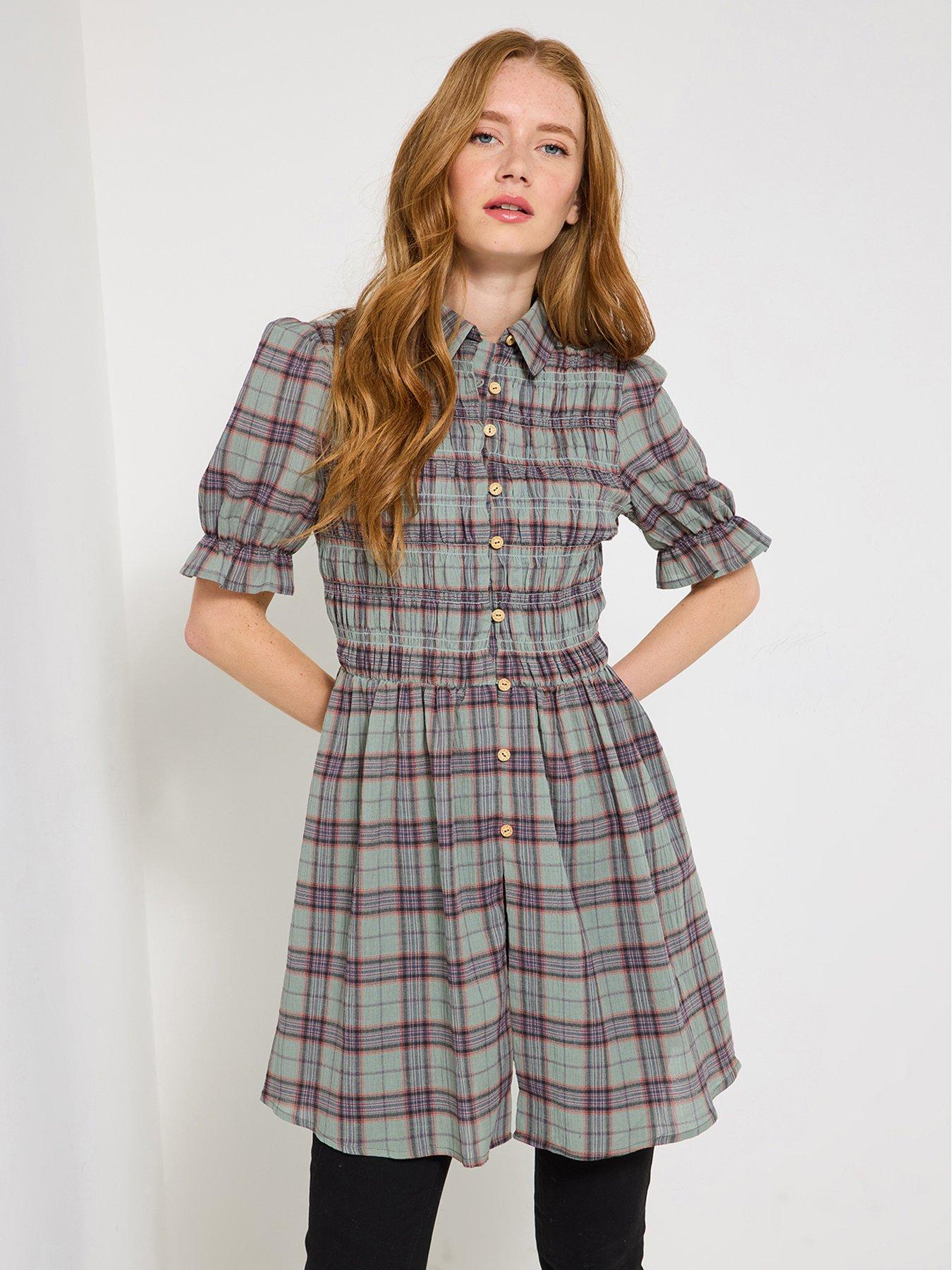 Image 3 of 6 of Joe Browns All About The Checks Shirred Tunic Shirt - Green