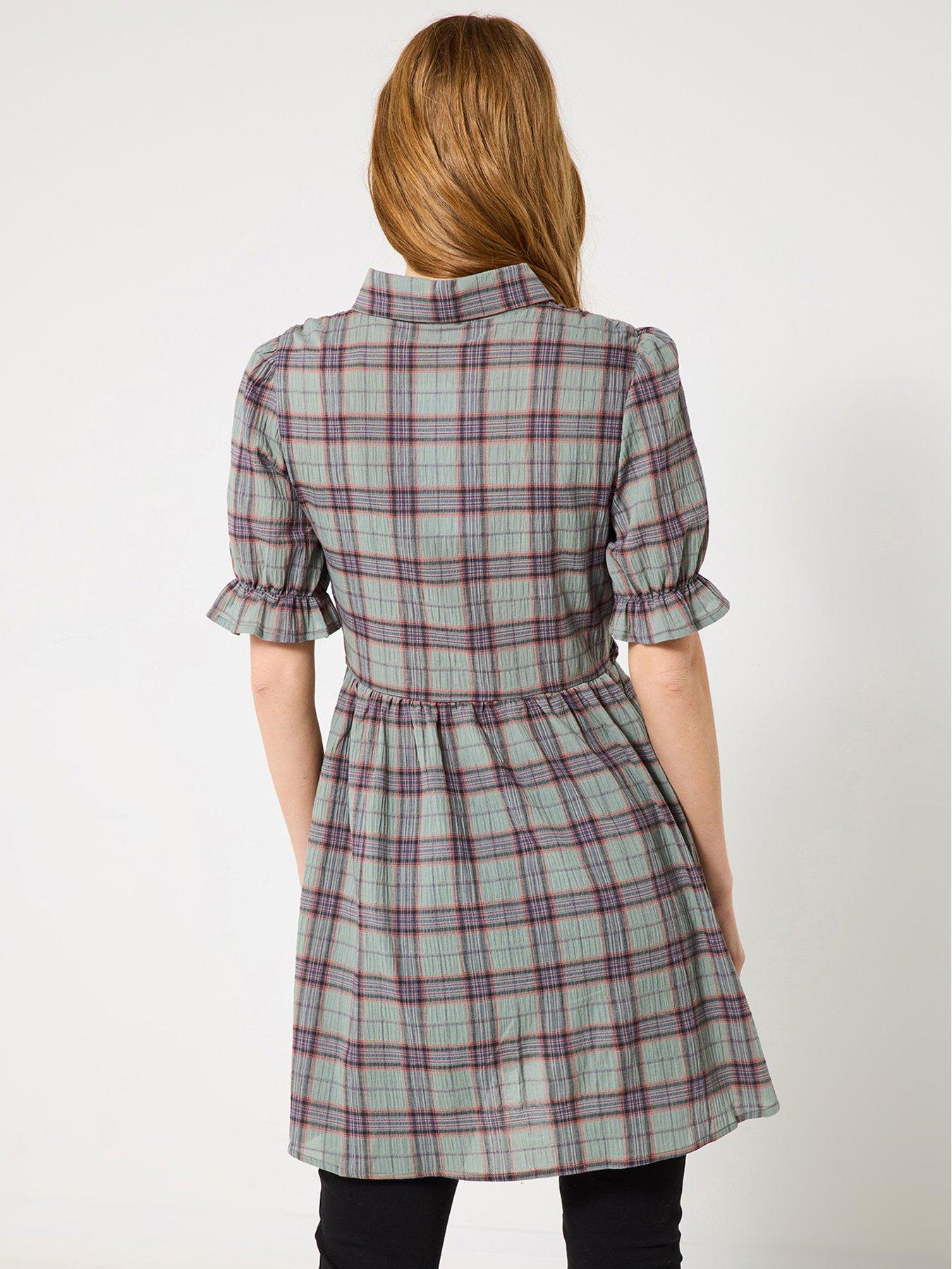Image 4 of 6 of Joe Browns All About The Checks Shirred Tunic Shirt - Green