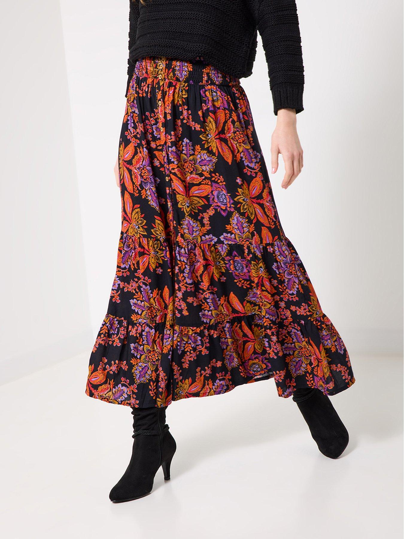Image 1 of 6 of Joe Browns Fabulous Florals Button Front Maxi Skirt - Purple
