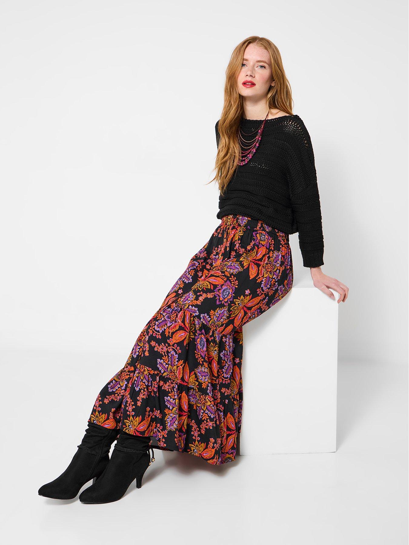Image 3 of 6 of Joe Browns Fabulous Florals Button Front Maxi Skirt - Purple