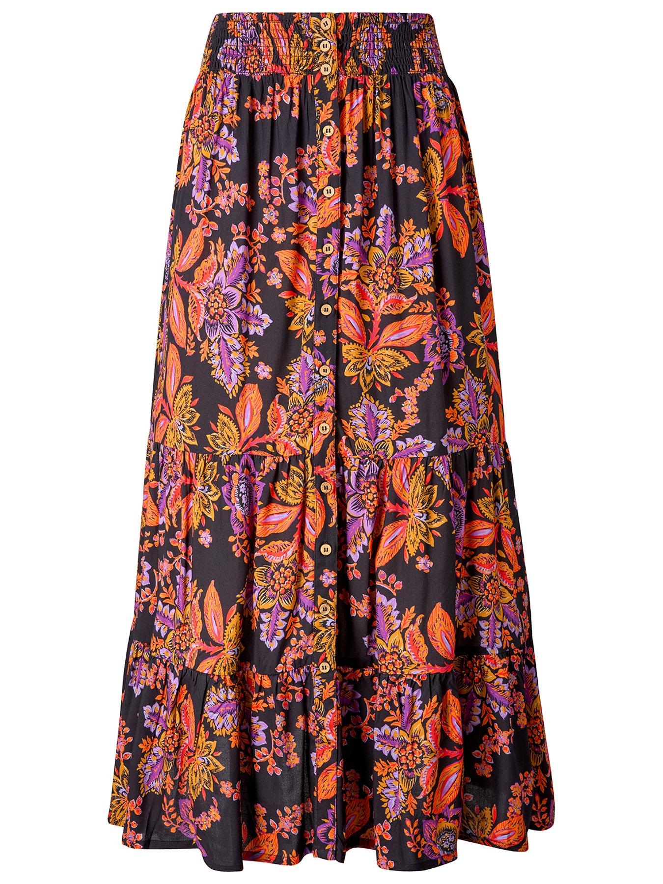 Image 6 of 6 of Joe Browns Fabulous Florals Button Front Maxi Skirt - Purple