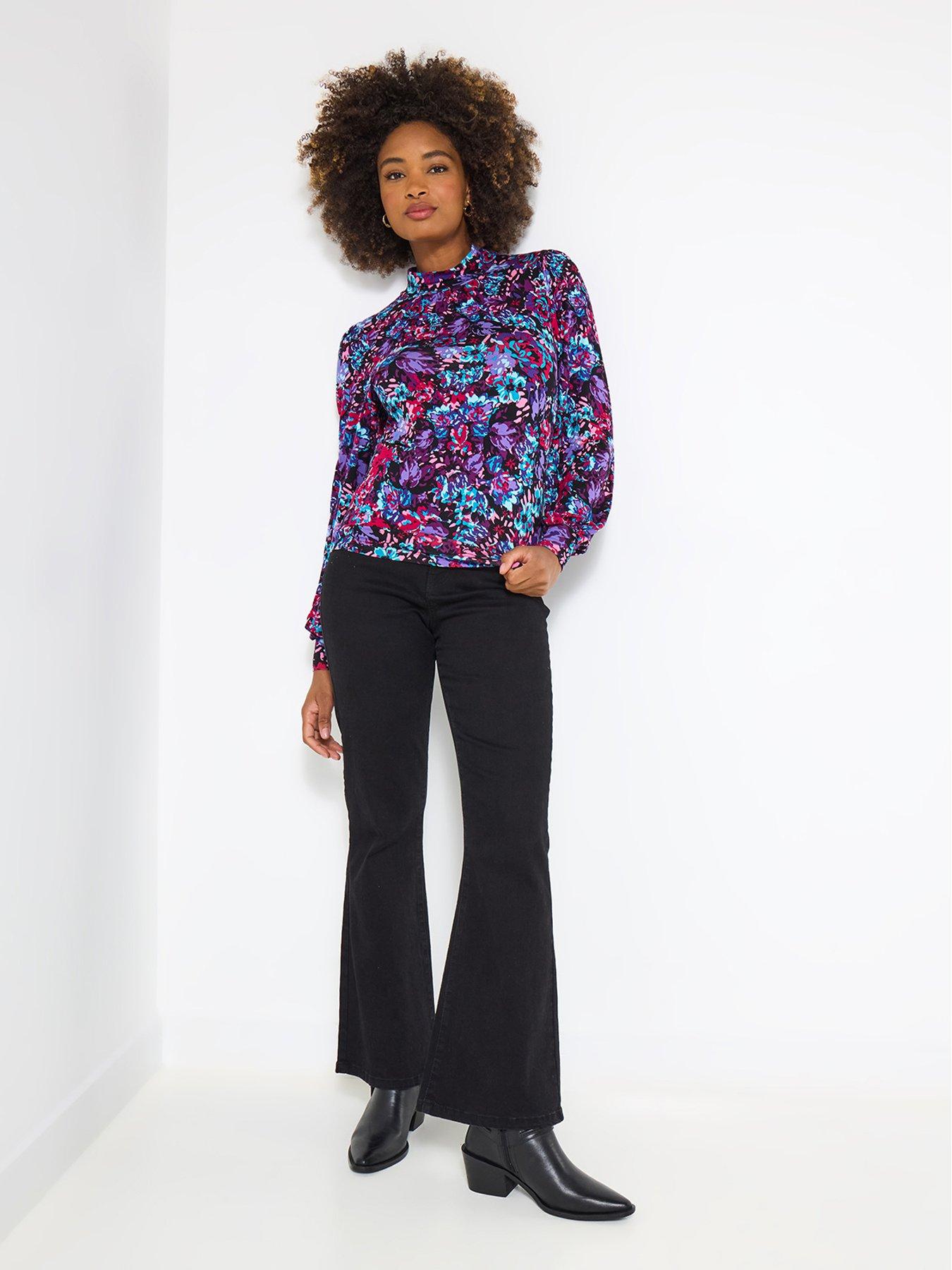 Image 3 of 5 of Joe Browns Bright Blooms High Neck Jersey Top - Purple