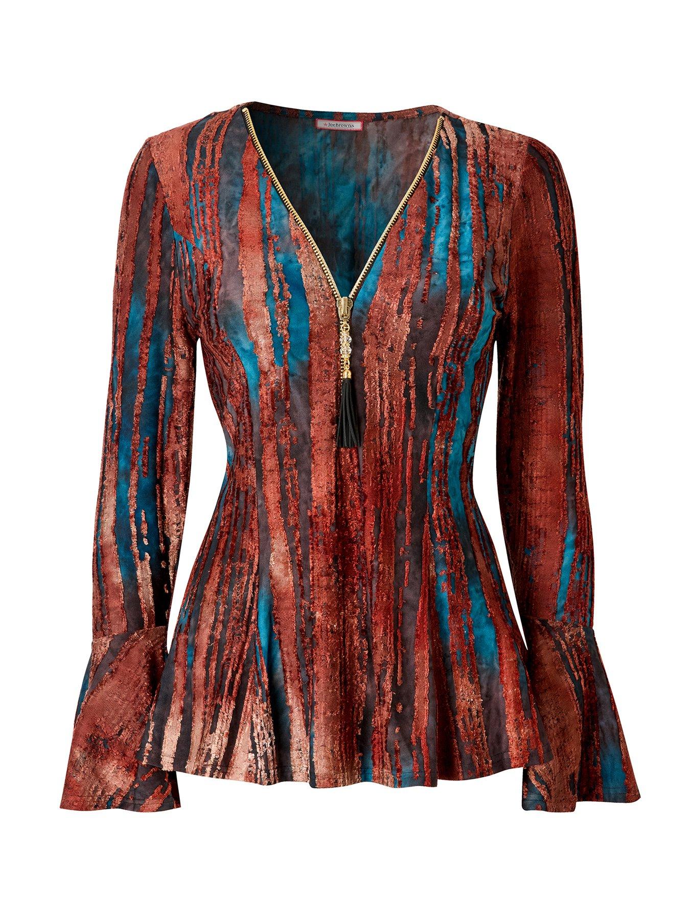 Image 6 of 6 of Joe Browns Remarkable Zip Front Top - Brown