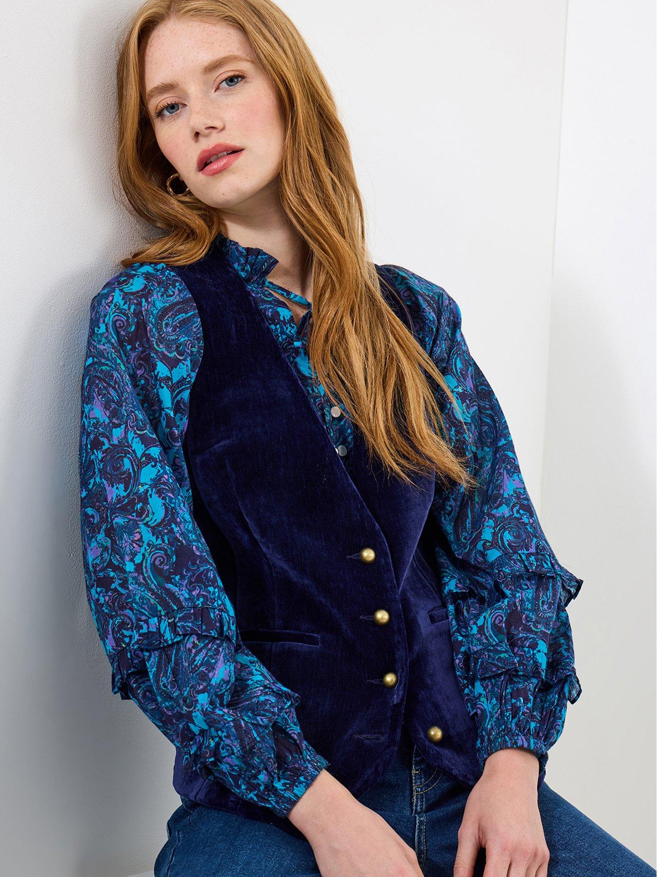 undefined Sassy Velvet Waistcoat - Midnight