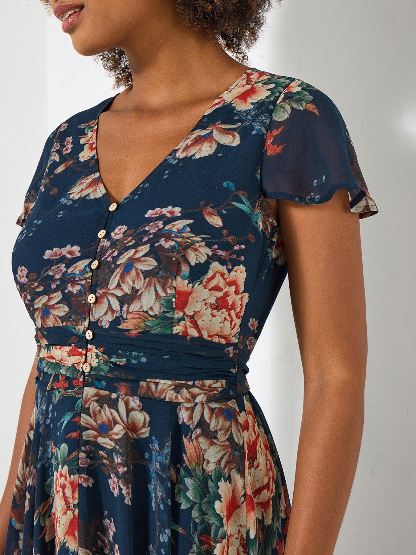 Image 4 of 6 of Joe Browns Rowena Floral Georgette Dress  - Blue