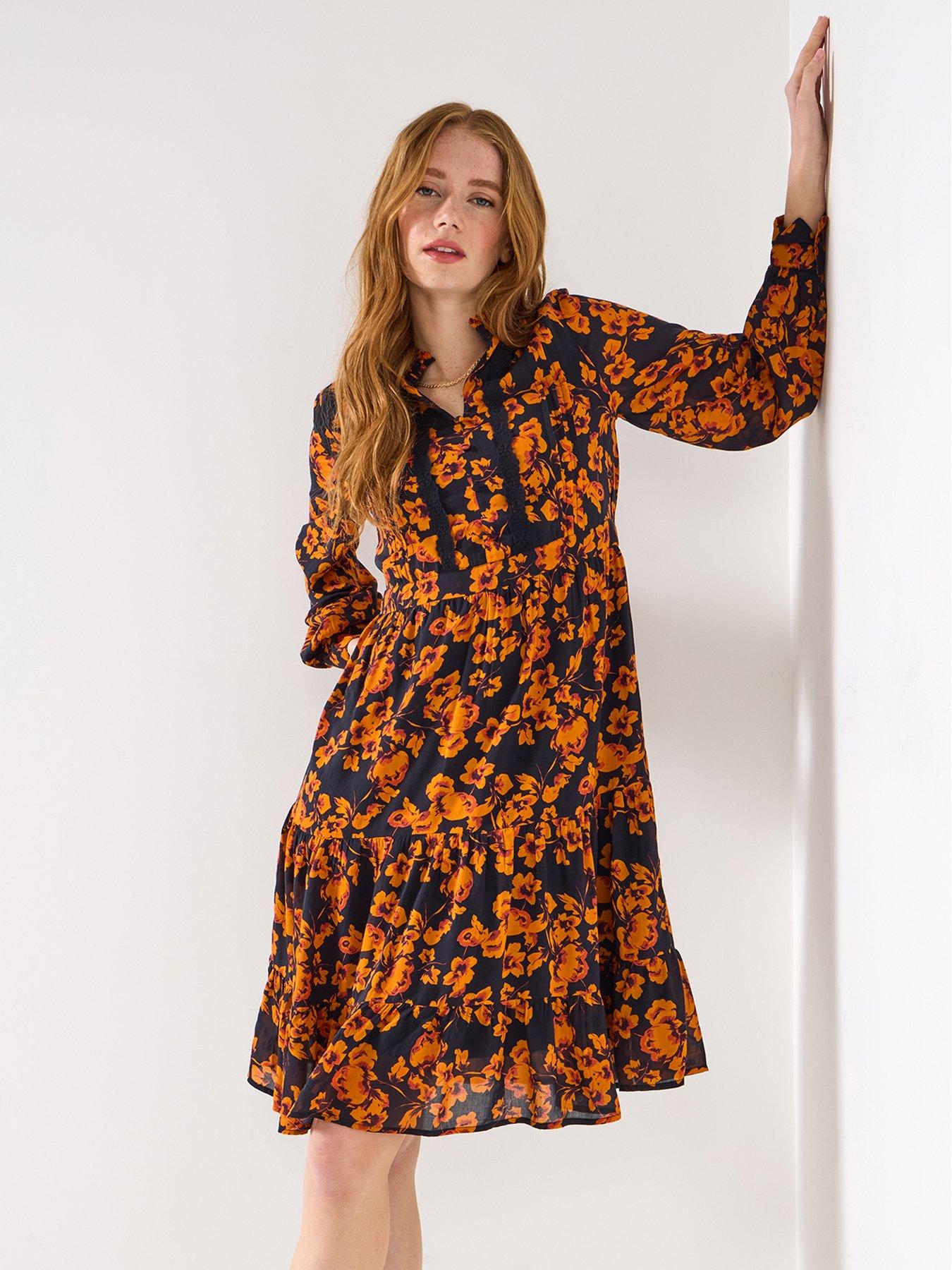  image of joe-browns-autumnal-florals-dress-black