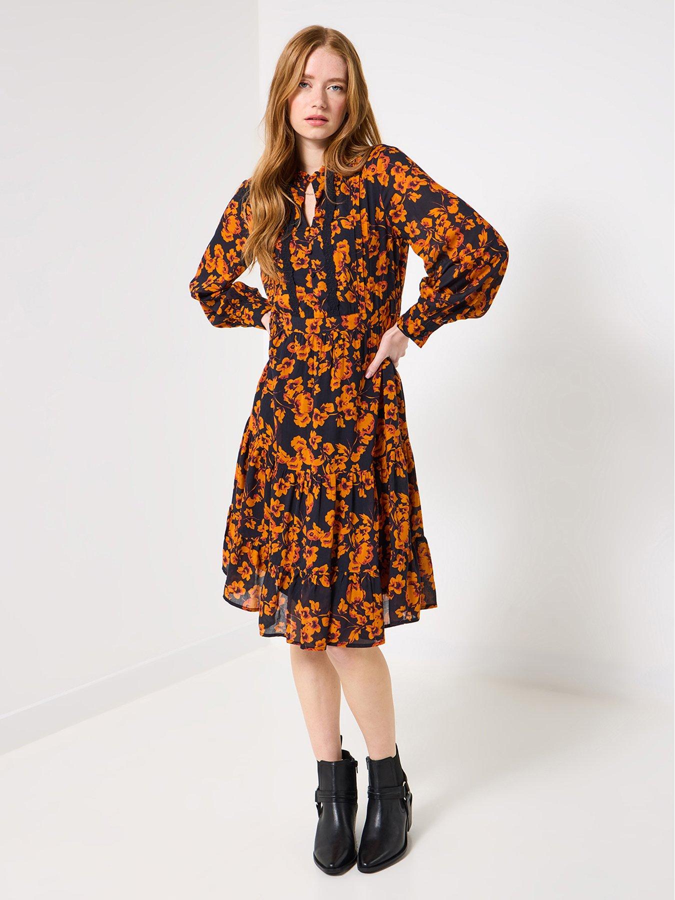  image of joe-browns-autumnal-florals-dress-black