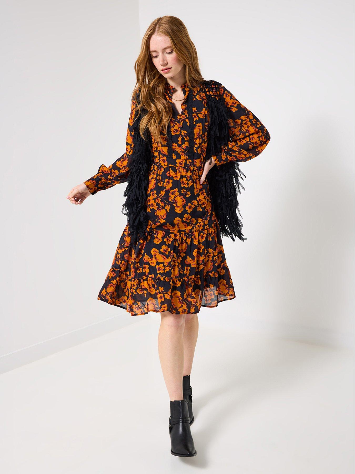  image of joe-browns-autumnal-florals-dress-black