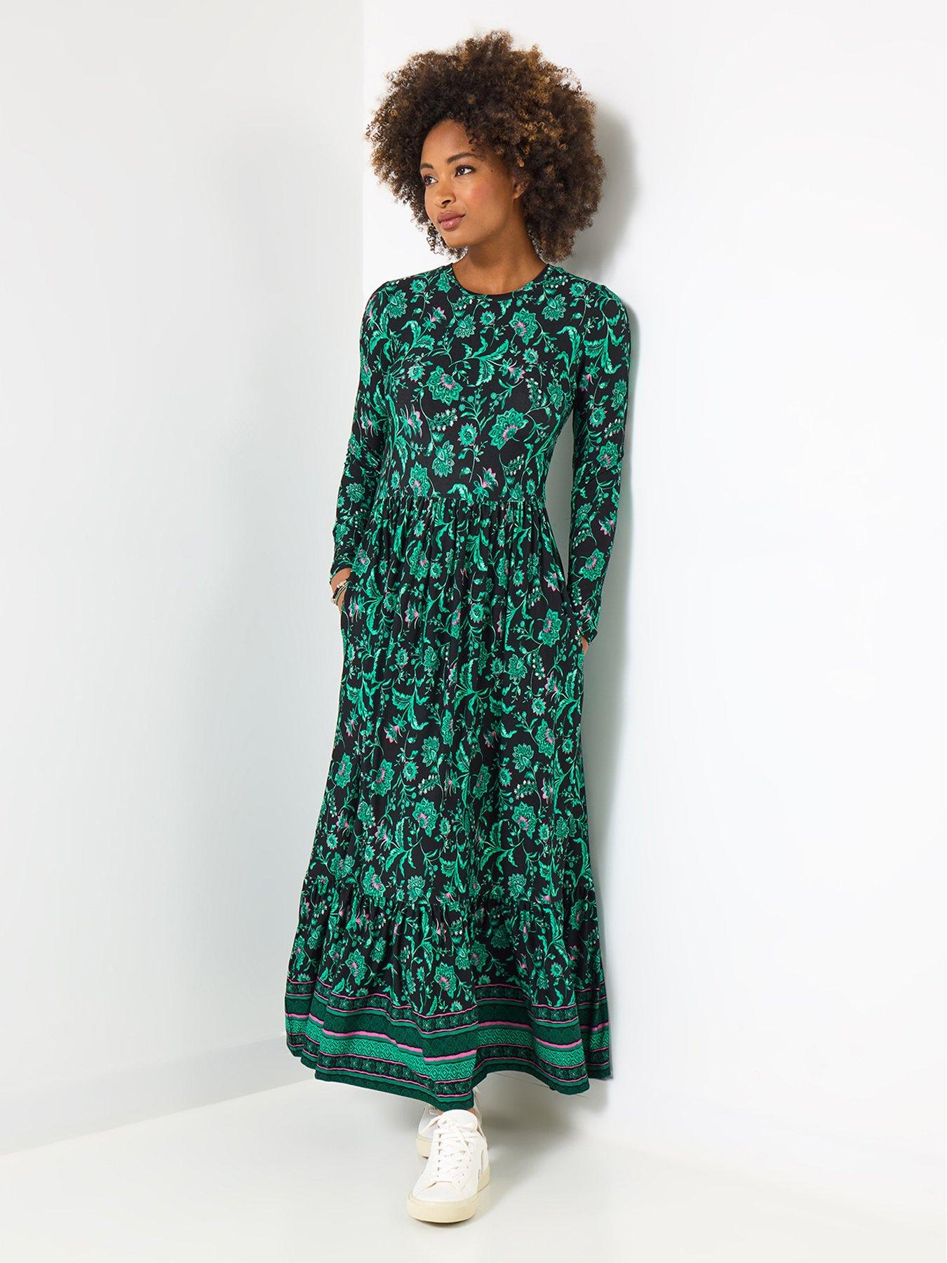  image of joe-browns-bella-border-print-jersey-dress-black