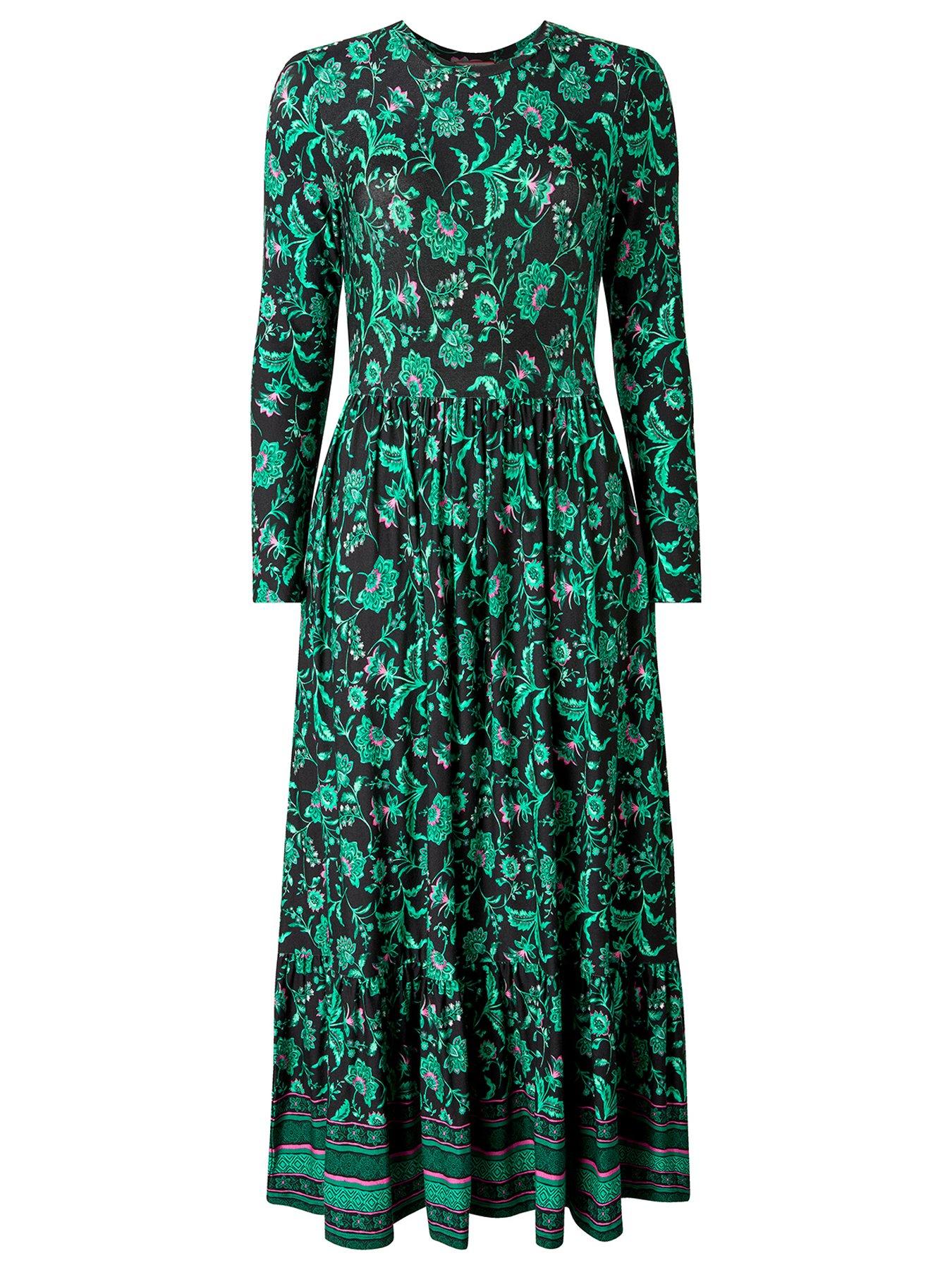  image of joe-browns-bella-border-print-jersey-dress-black