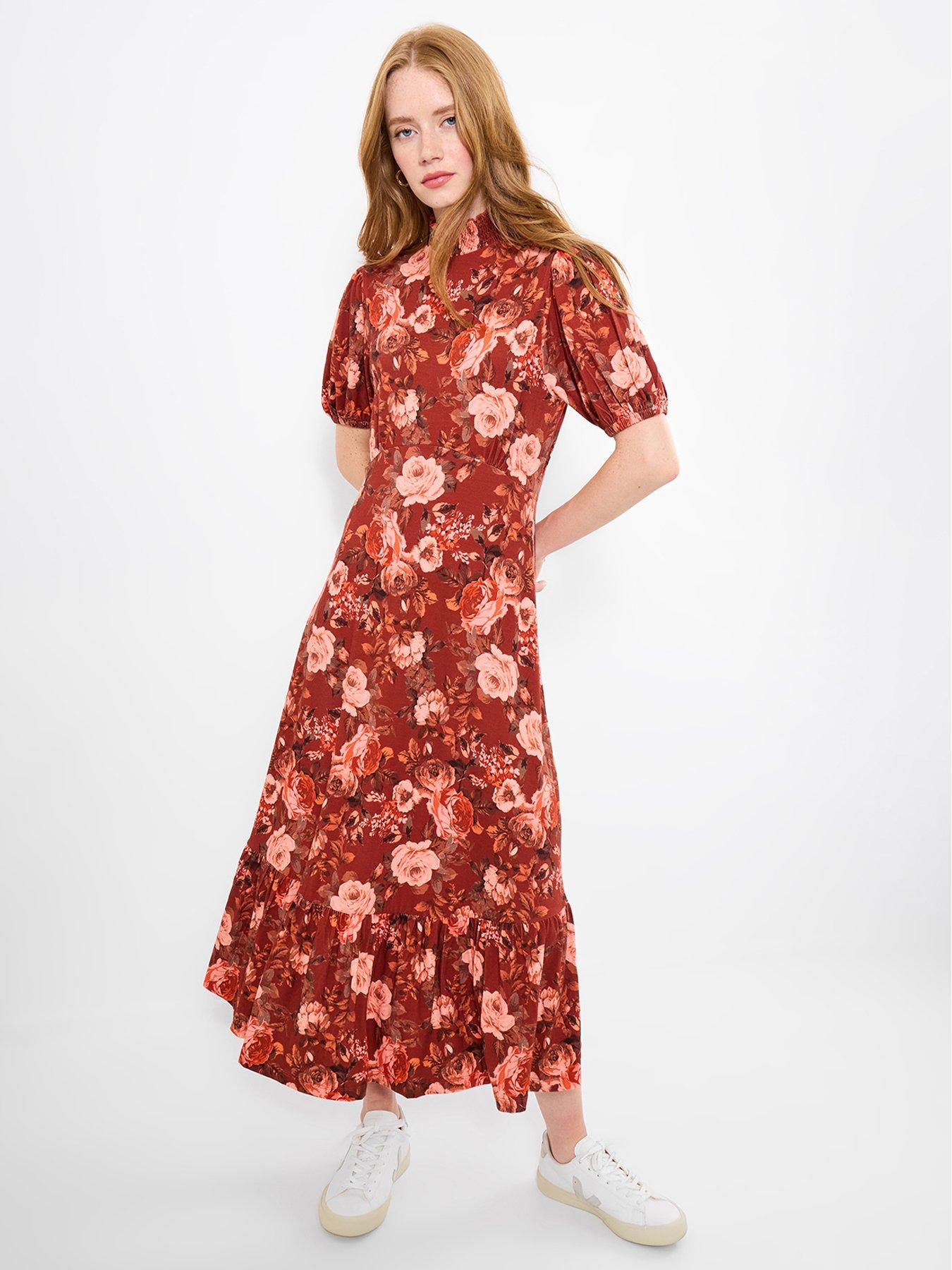 image of joe-browns-all-about-autumn-floral-jersey-dress-brown