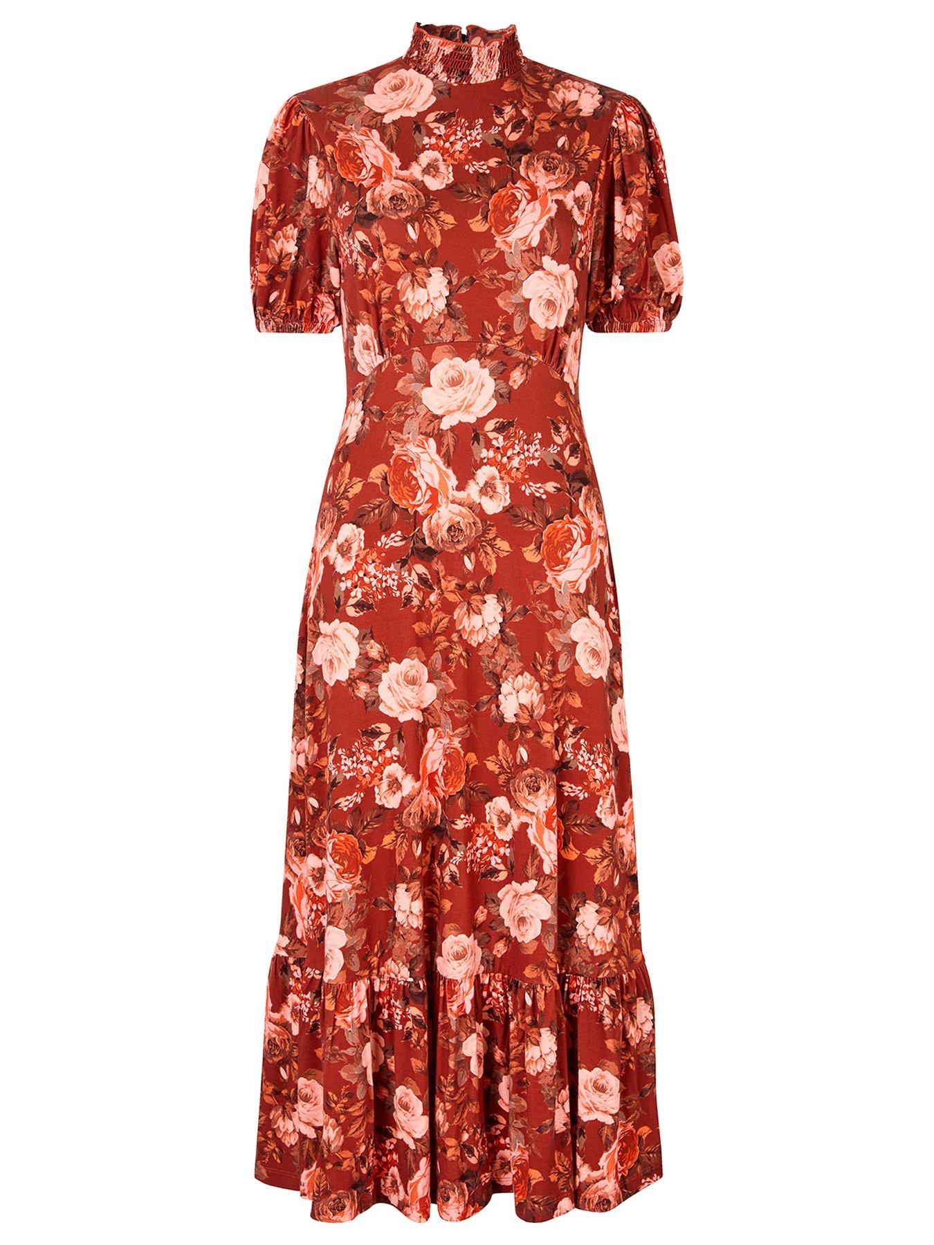  image of joe-browns-all-about-autumn-floral-jersey-dress-brown