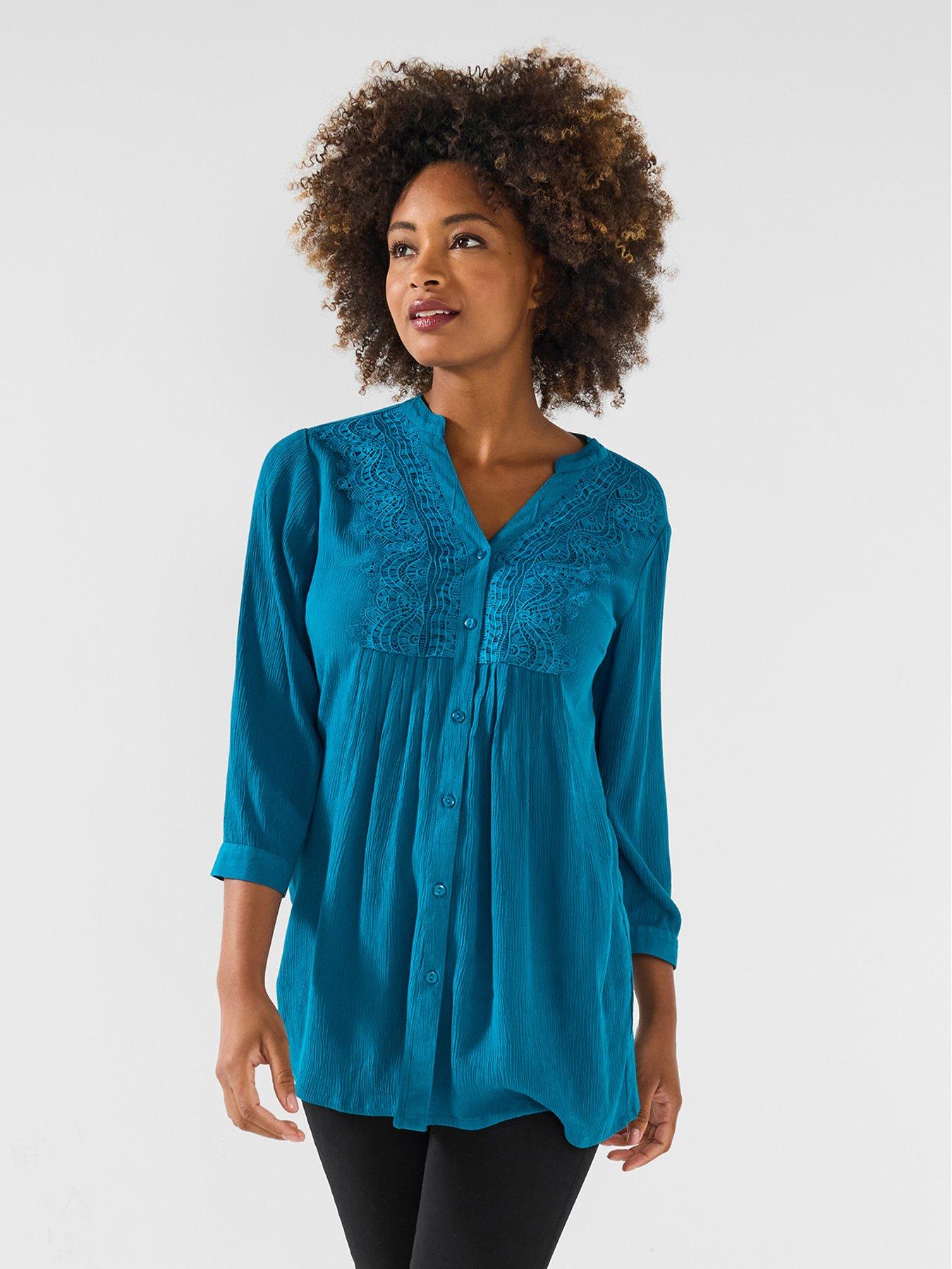 Joe Browns Lovely Lace Trim Blouse - Teal