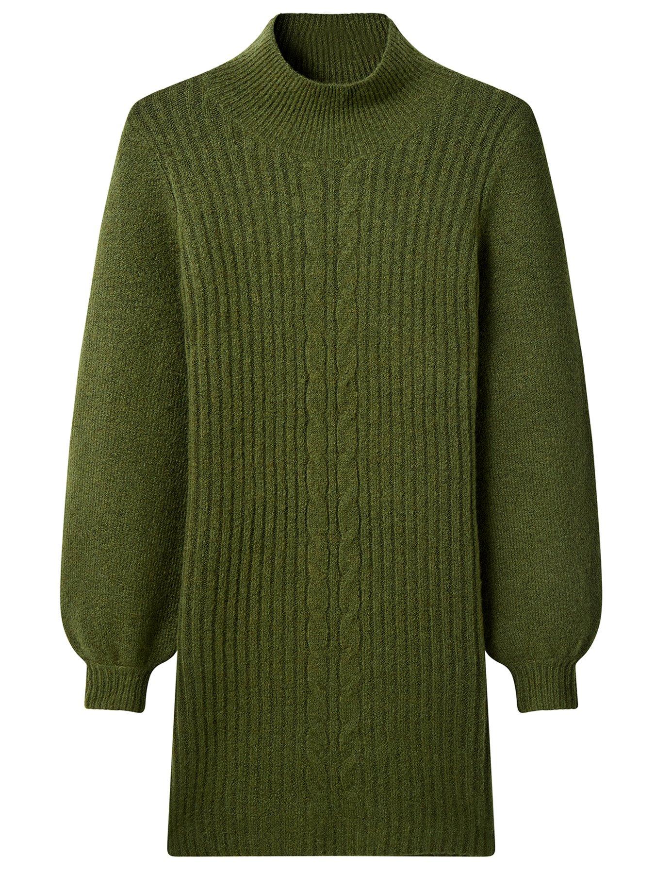 Image 5 of 5 of Joe Browns Cosy Cable Front Knitted Dress - Green