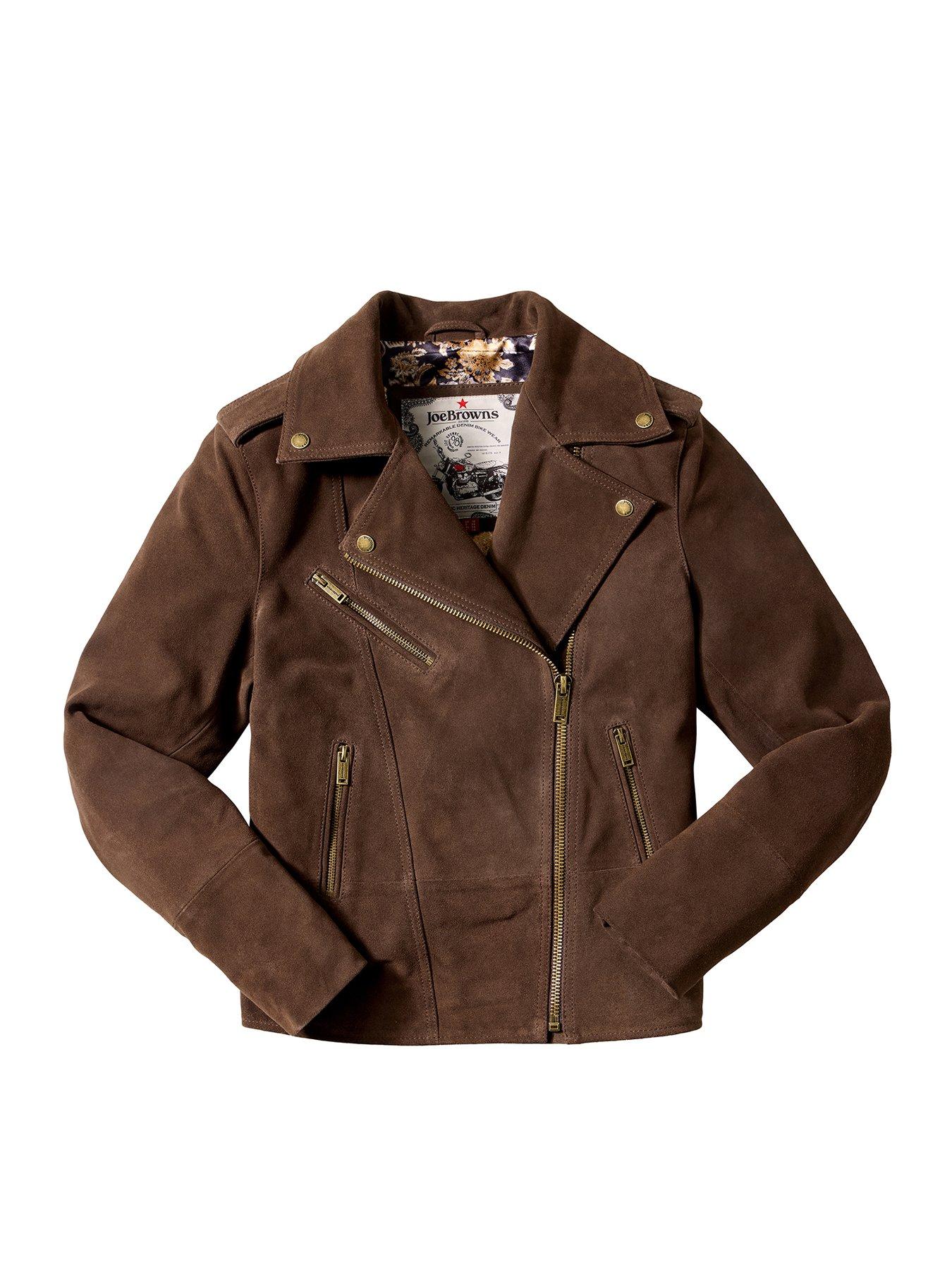 Image 5 of 5 of Joe Browns Super Soft Suede Collared Biker Jacket - Chocolate