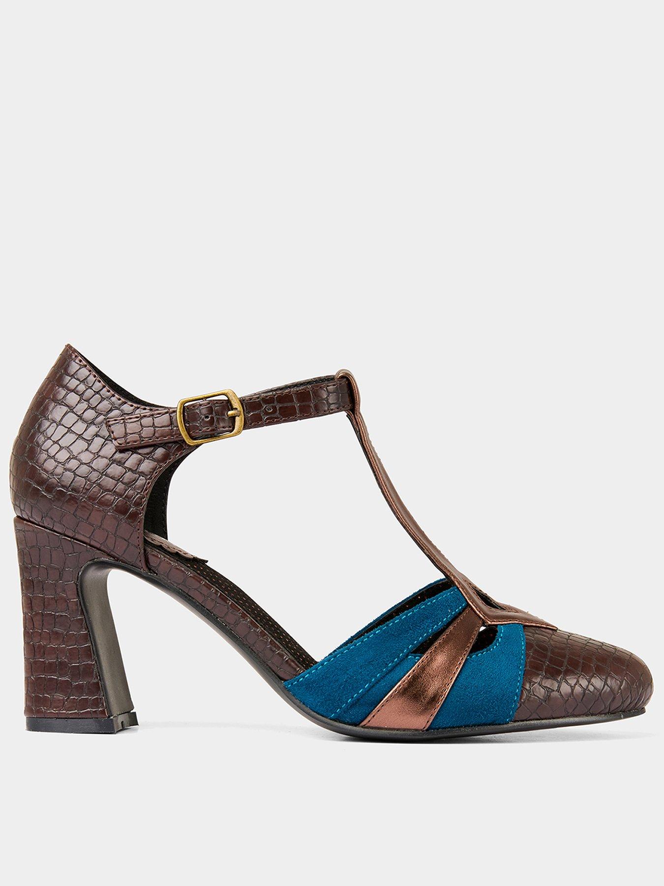 undefined A Vintage Affair T Bar Shoes - Chocolate Multi
